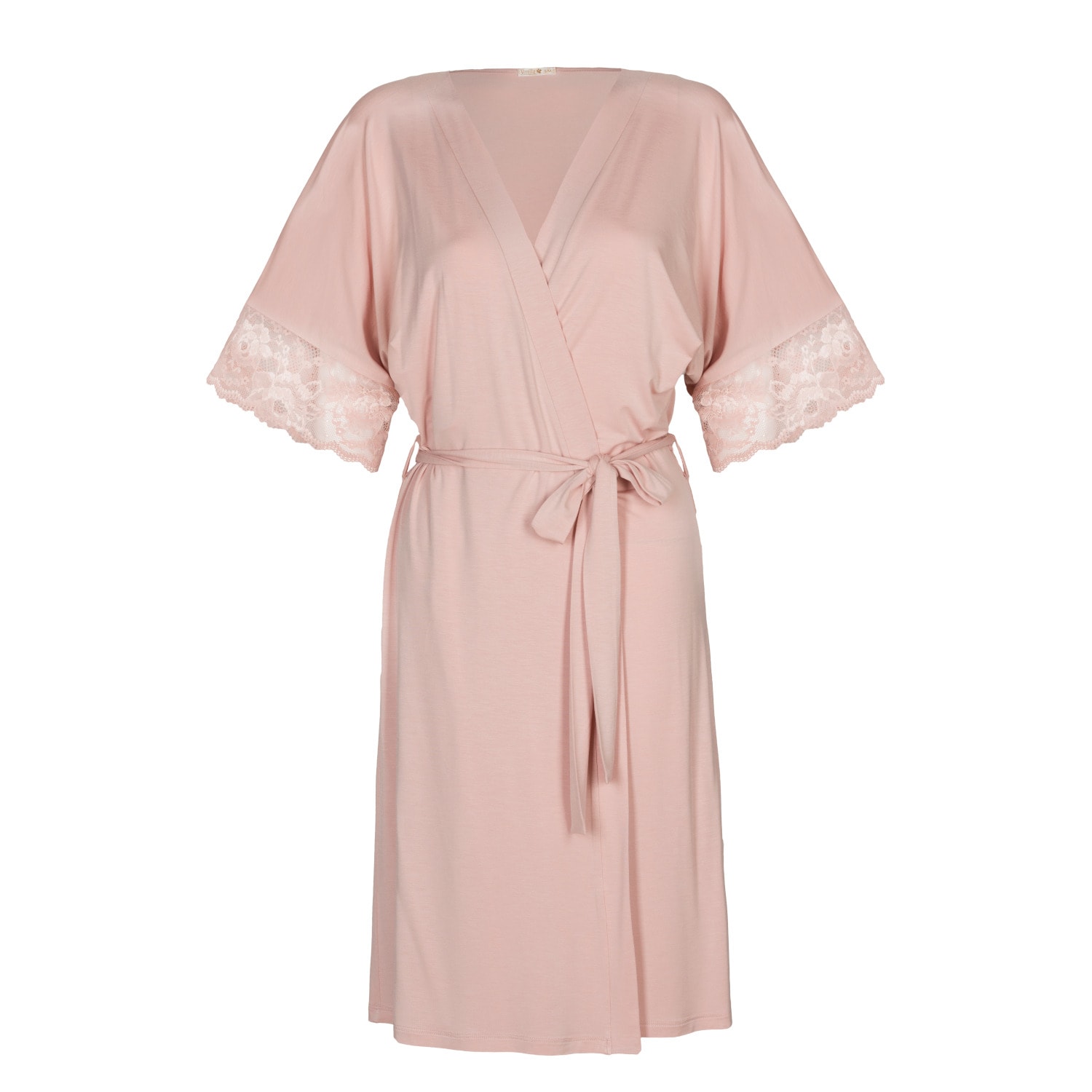 Oh!zuza Night&day Women's Elegant Robe - Viscose And Lace - Rose Gold In Rose Gold