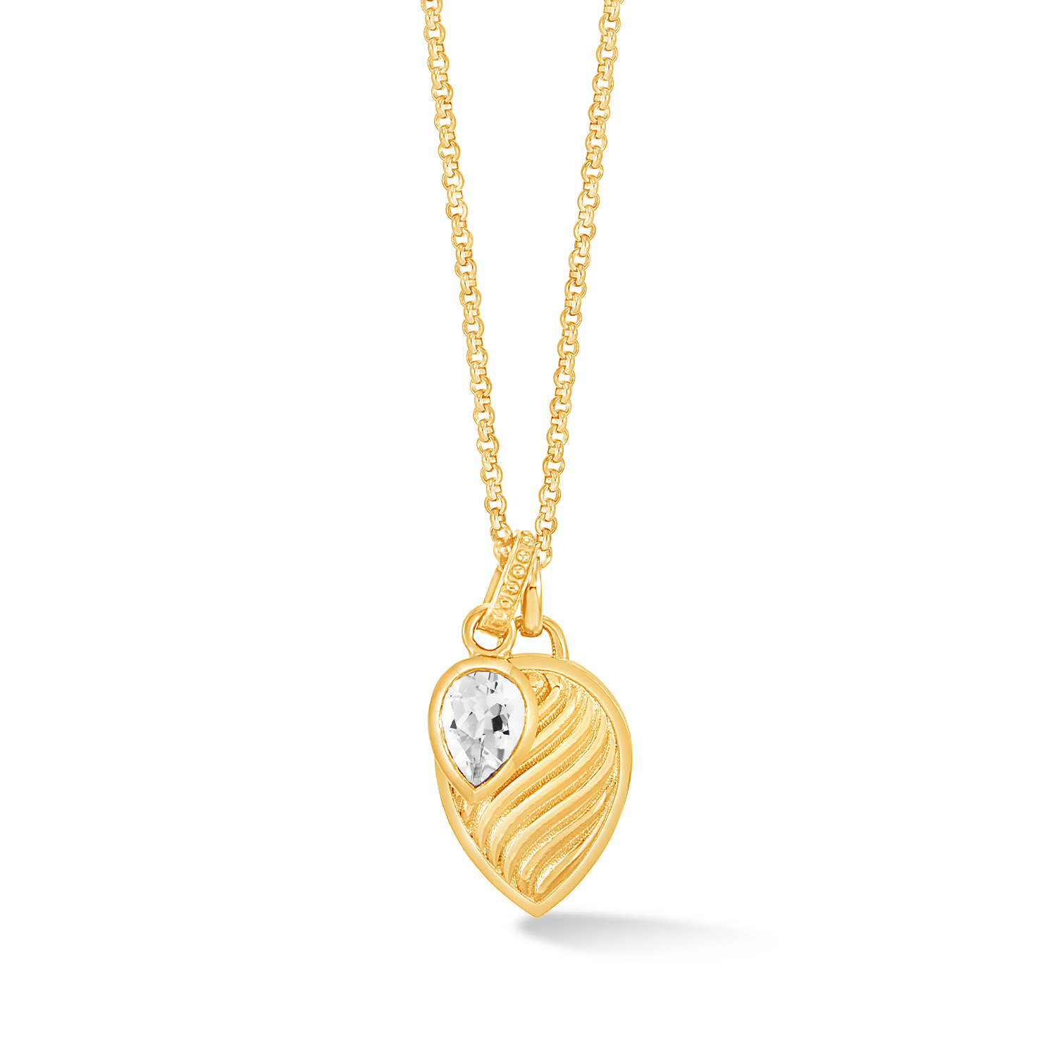 Dower & Hall Women's Gold / White White Topaz Twist Peardrop Necklace In Gold Vermeil In Gold