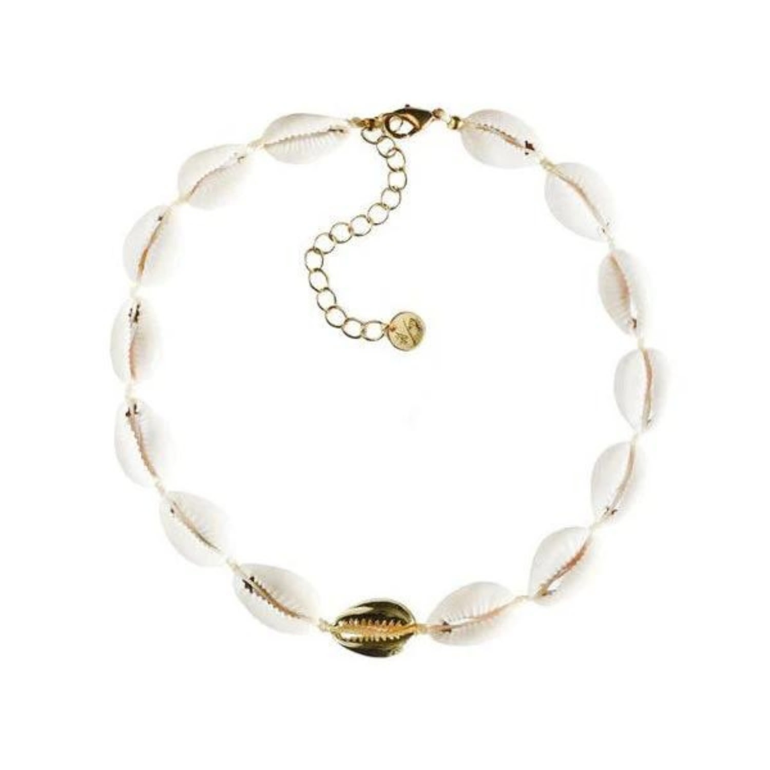 Women’s White Mini Metal Shell Accent Choker - Gold Filled Adriana Pappas Designs