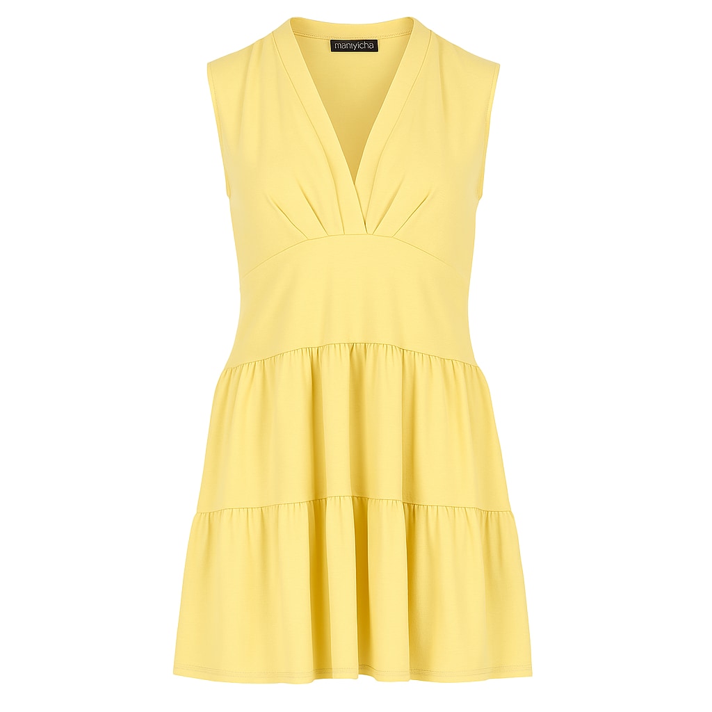Conquista Women's Yellow / Orange Sleeveless Yellow Cotton Jersey Dress
