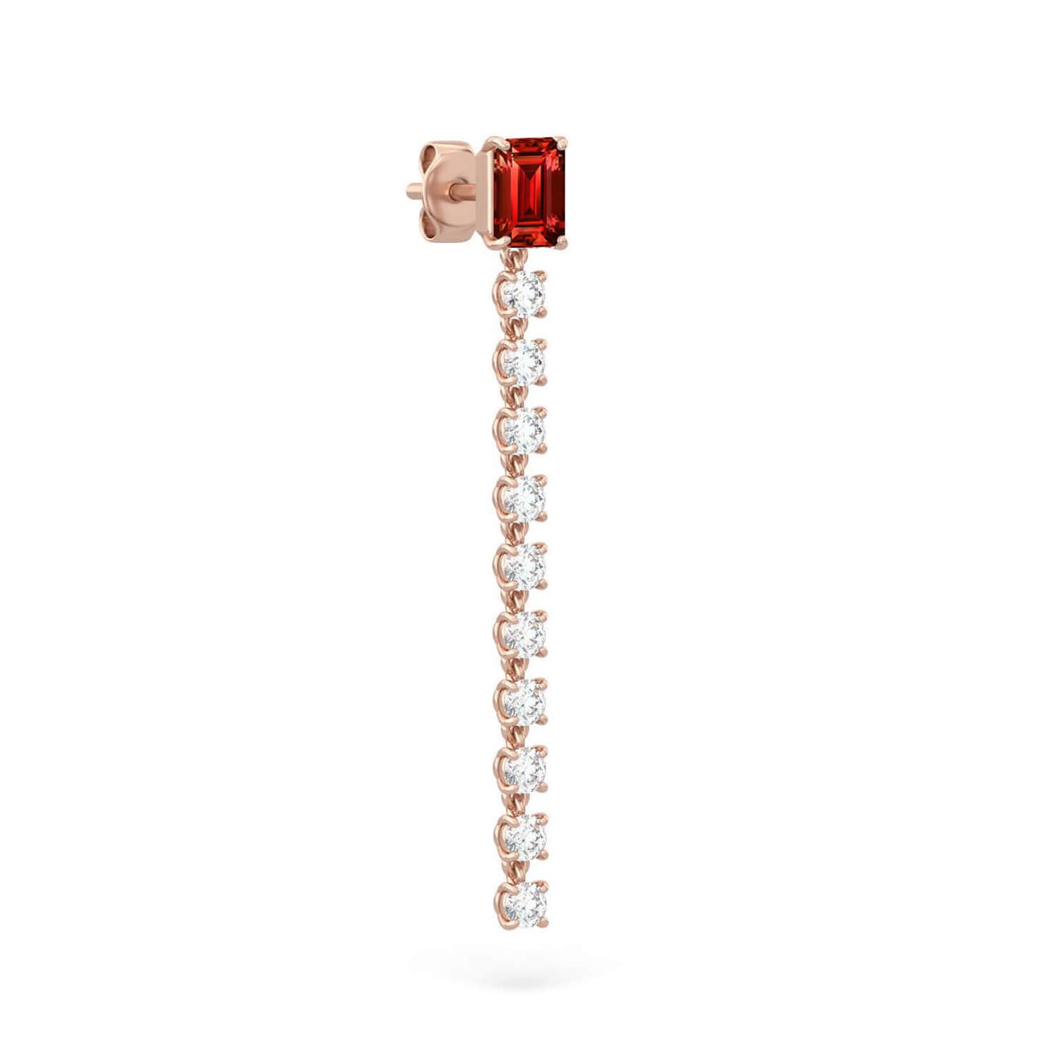 Women’s Earrings Nina 18K Rose Gold Diamonds And Precious Stones Ruby Single Piece Aquae Jewels