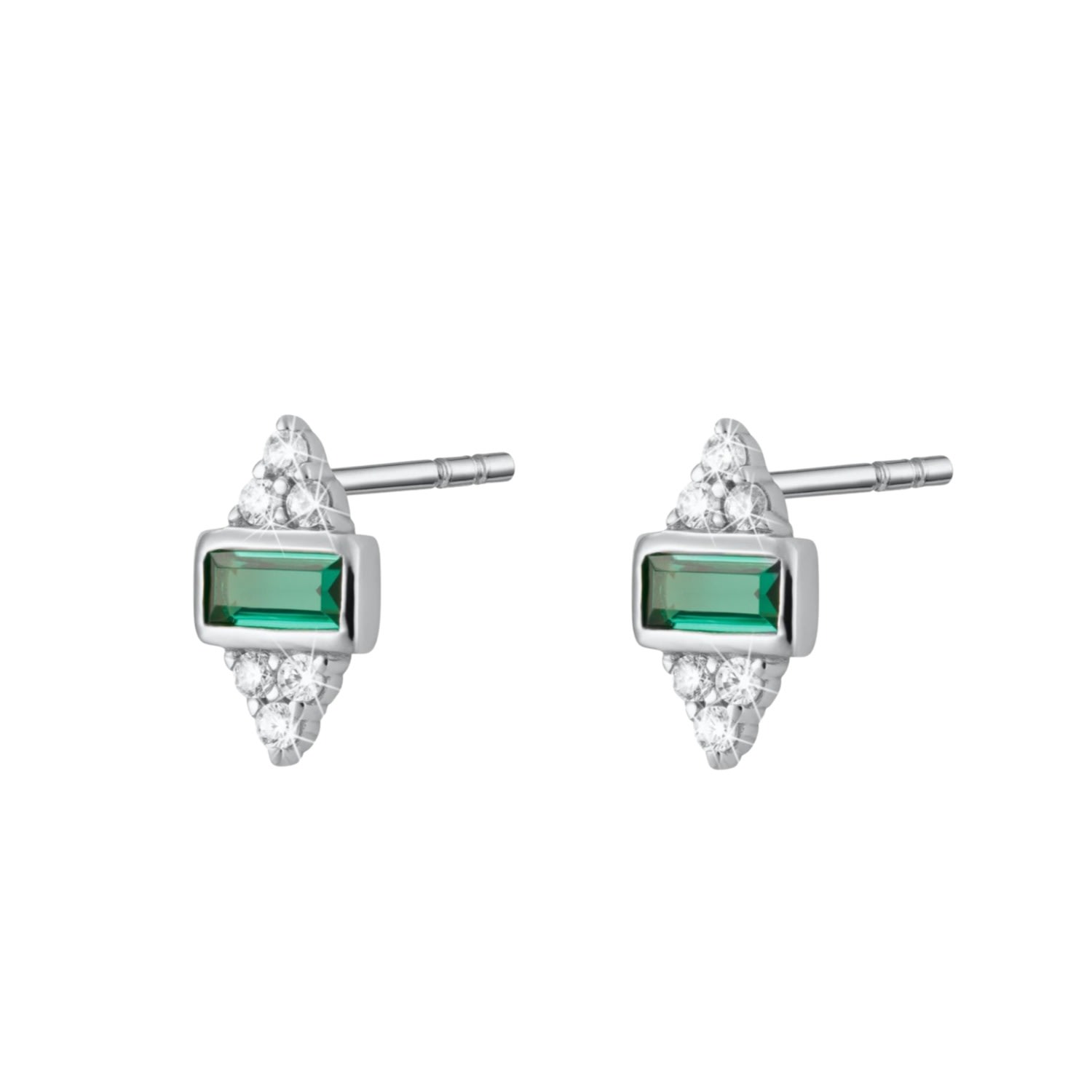 Scream Pretty Women's Silver / Green Silver Audrey Stud Earrings With Green Stones In Silver