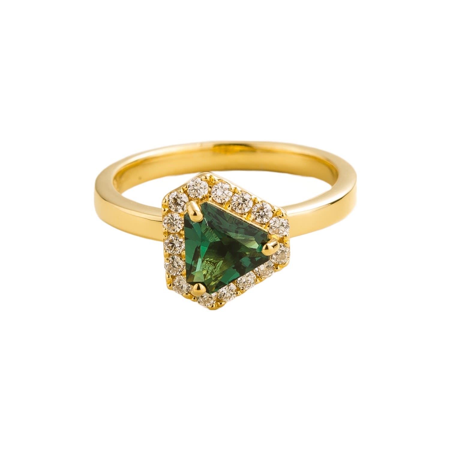 Women’s Gold / Green / White Diana Ring In Emerald And Diamond In Gold Juvetti