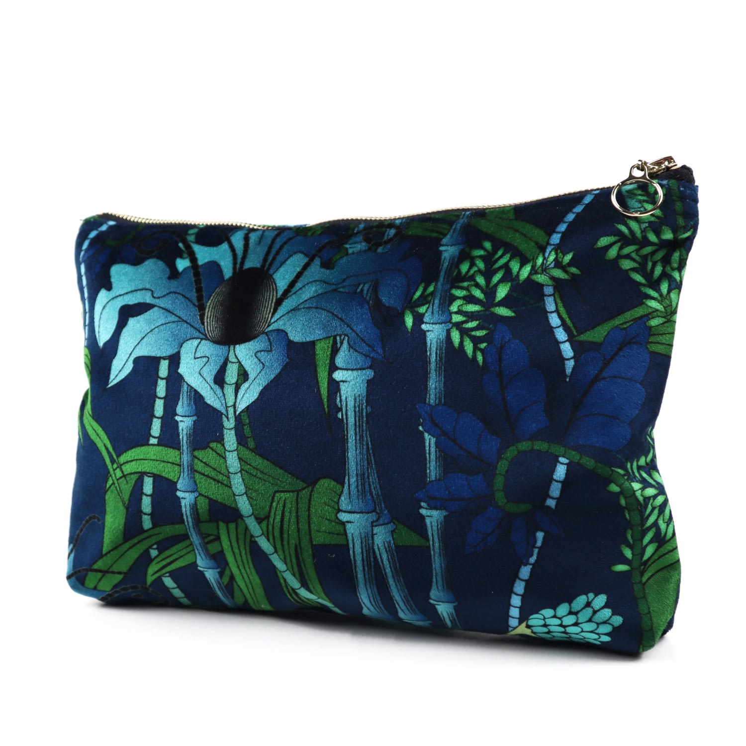 Green / Blue Electric Lagoon Blue Velvet Everyday Pouch The Curious Department