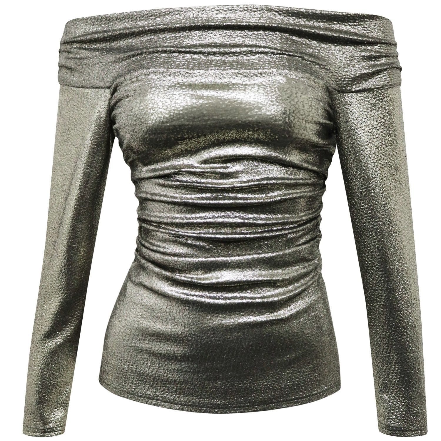Me&thee Women's Motley Crew Gold Metallic Ruche Top In Gold