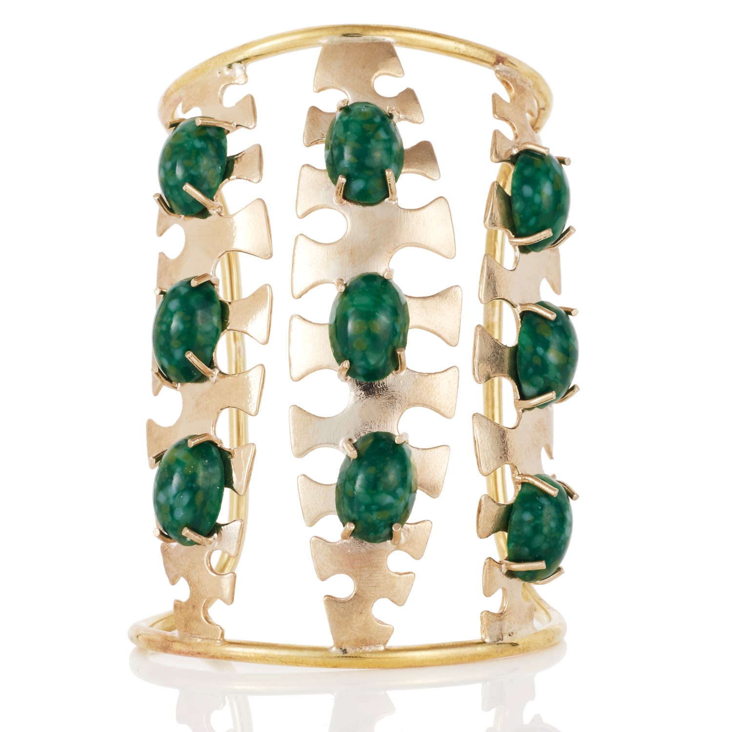 Women’s Gold / Green Stone Palm Cuff Castlecliff