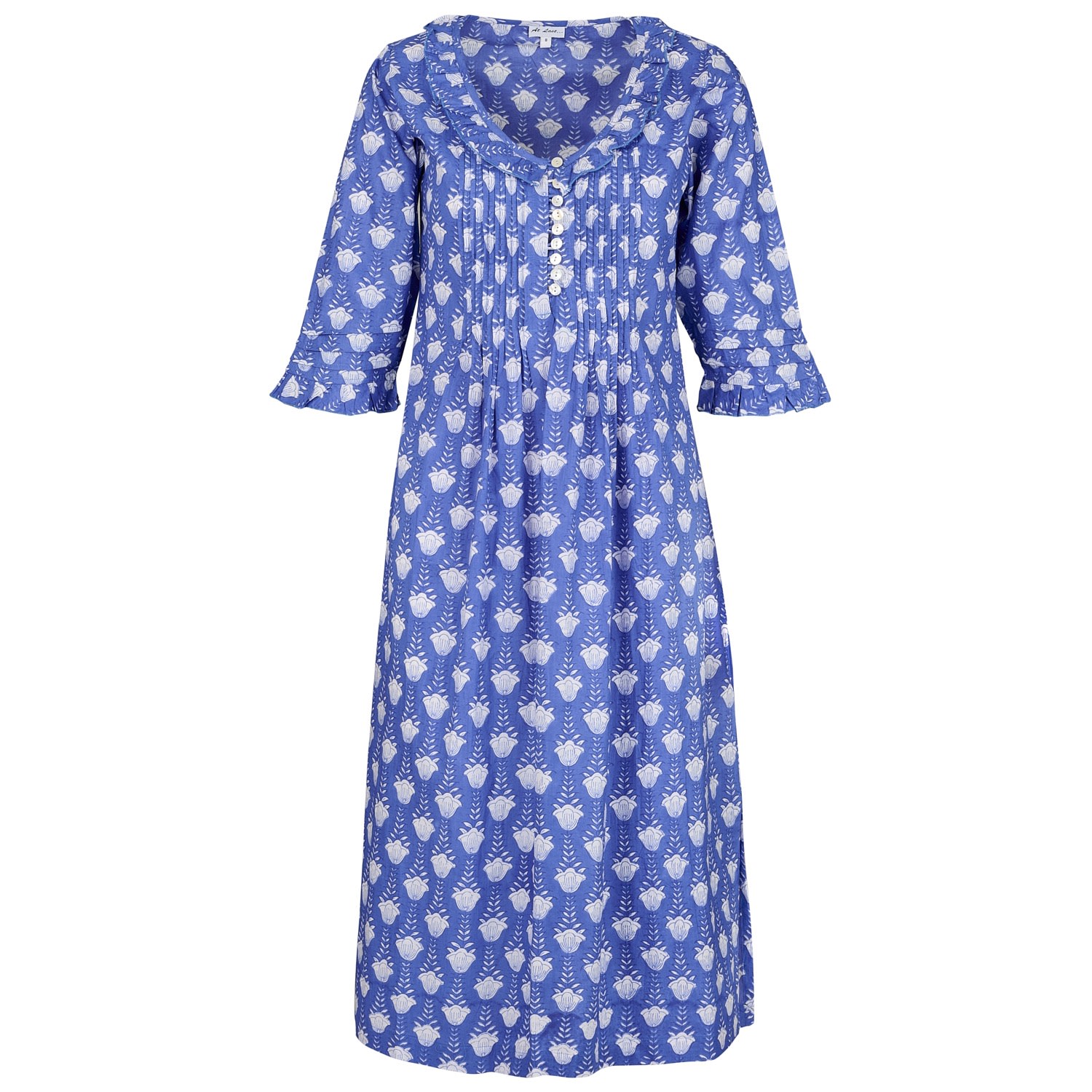 Women’s Cotton Karen 3/4 Sleeve Day Dress In Wedgewood Blue Flower XXXL At Last...