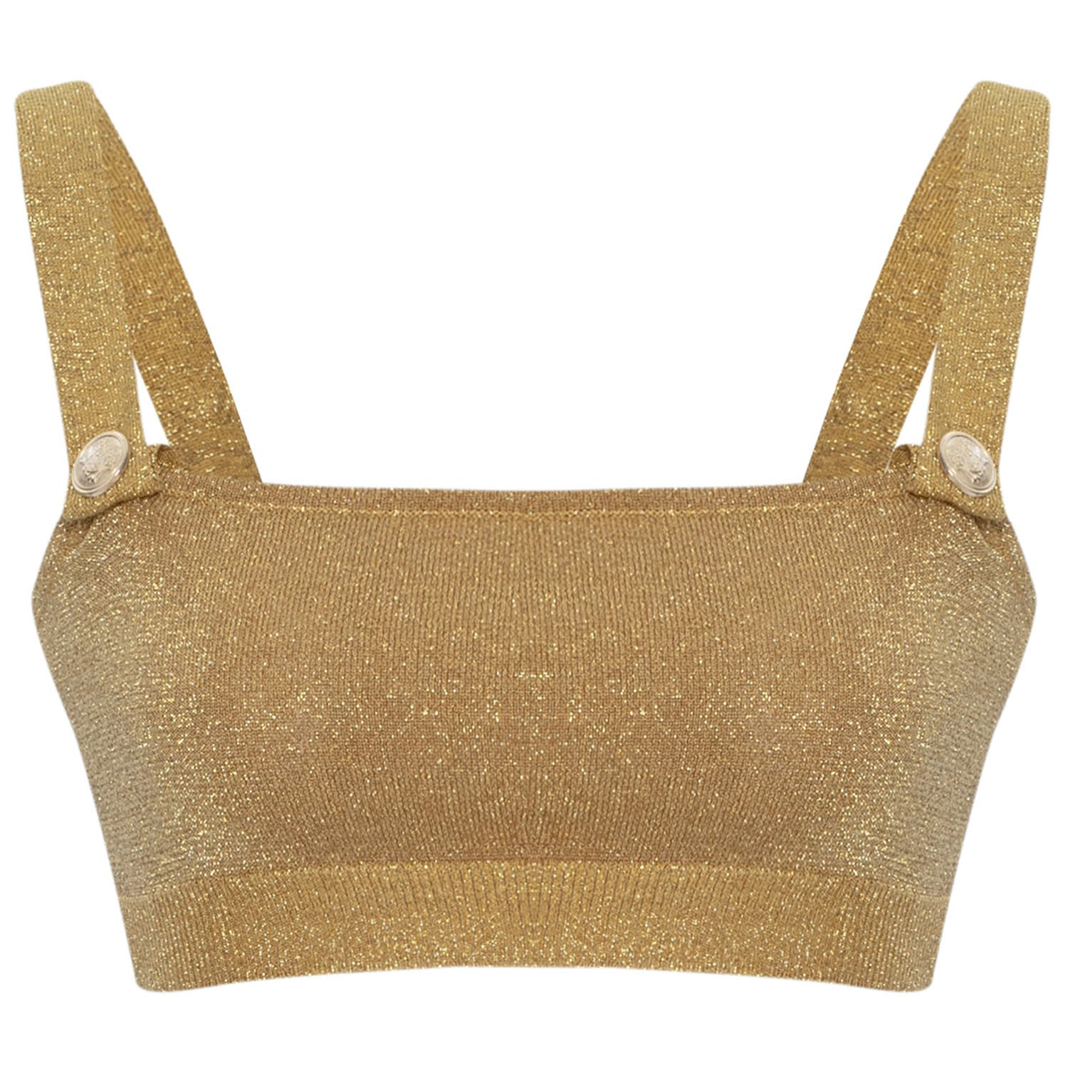 Women’s Rose Gold Doris Knit Bralette In Gold Glitter Extra Small Peraluna