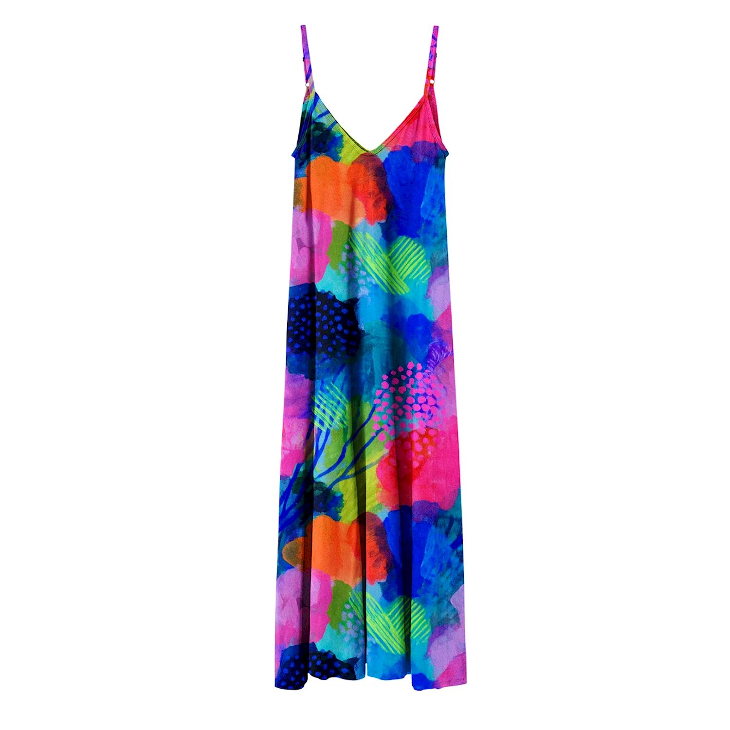 Aloha From Deer Women's Blue / Pink / Green Vibrant Abstraction Maxi Dress In Multi