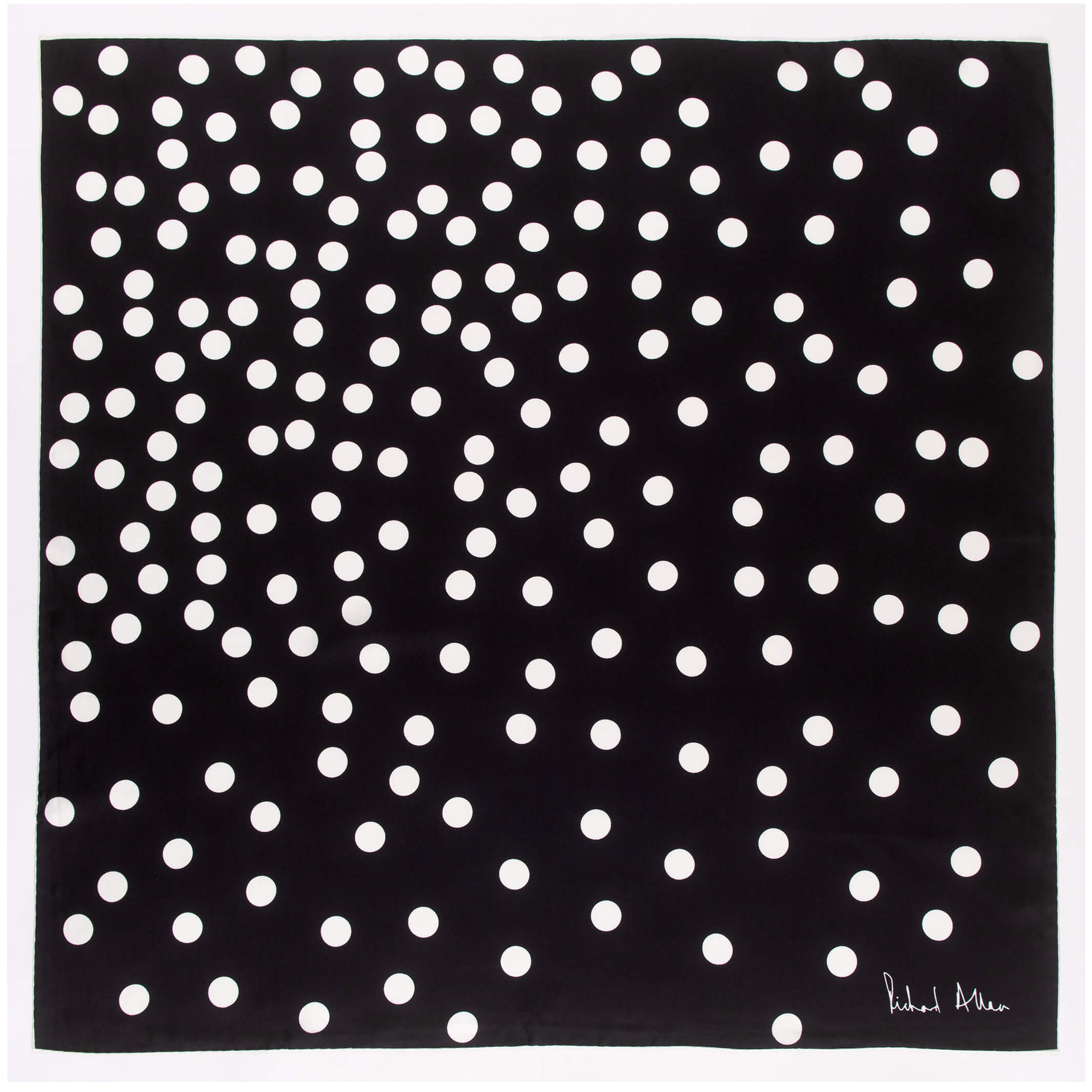 Richard Allan London Women's Large Black & White Polka Silk Scarf In Black