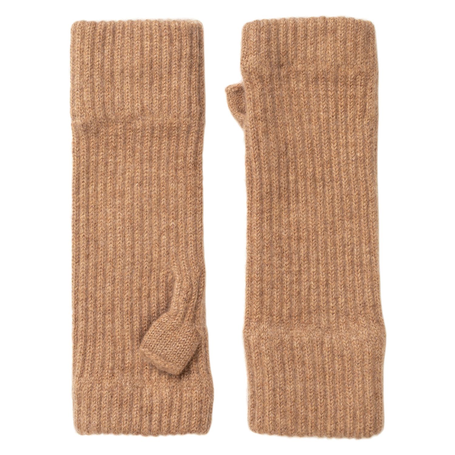 Neutrals Ladies Vicuna Ribbed Cashmere Wrist-Warmers | Kinalba
