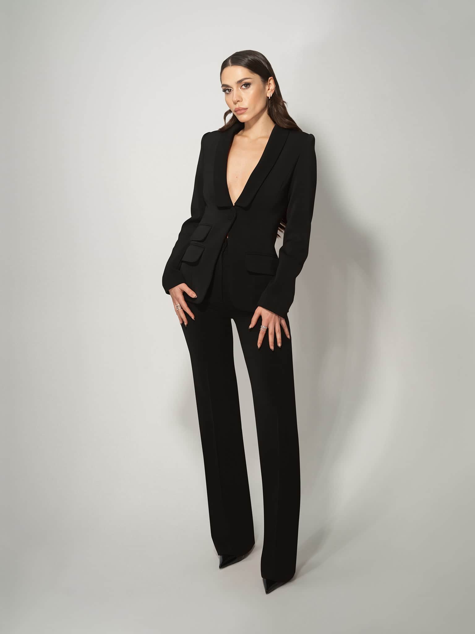 Vision Tailored Blazer & Trousers Suit, Black | Tia Dorraine