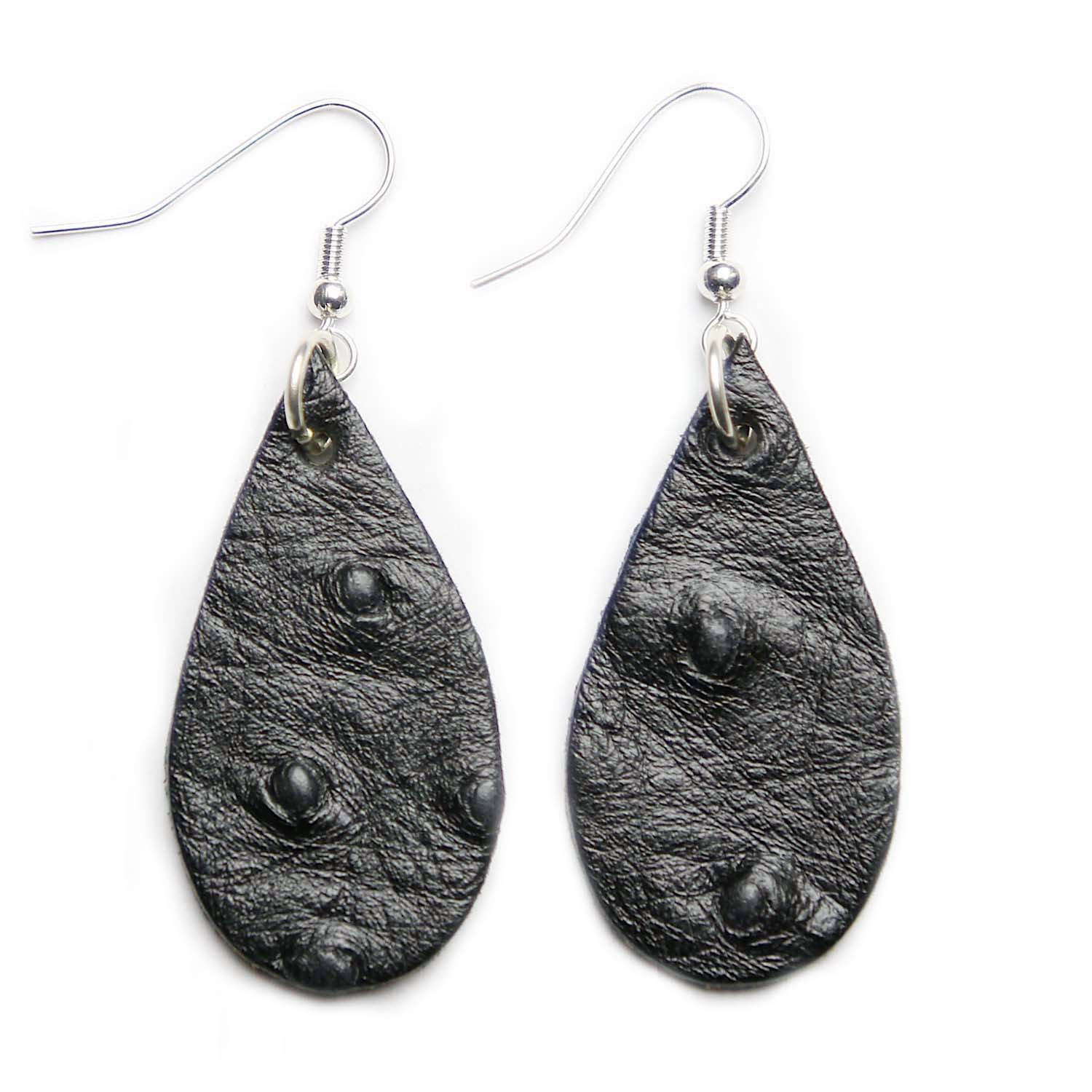 Women’s Auricle Black Ostrich Print Leather Earrings N’damus London