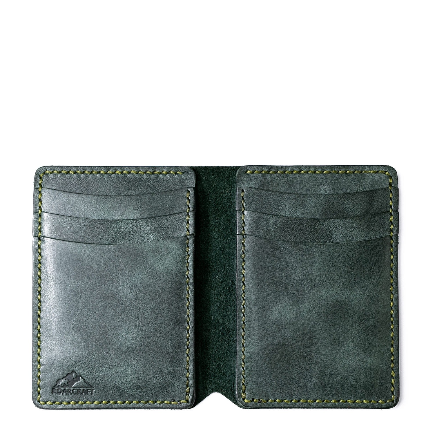 Roarcraft Men's Green Vertical Bifold Leather Wallet - Laodikya - Emerald In Green