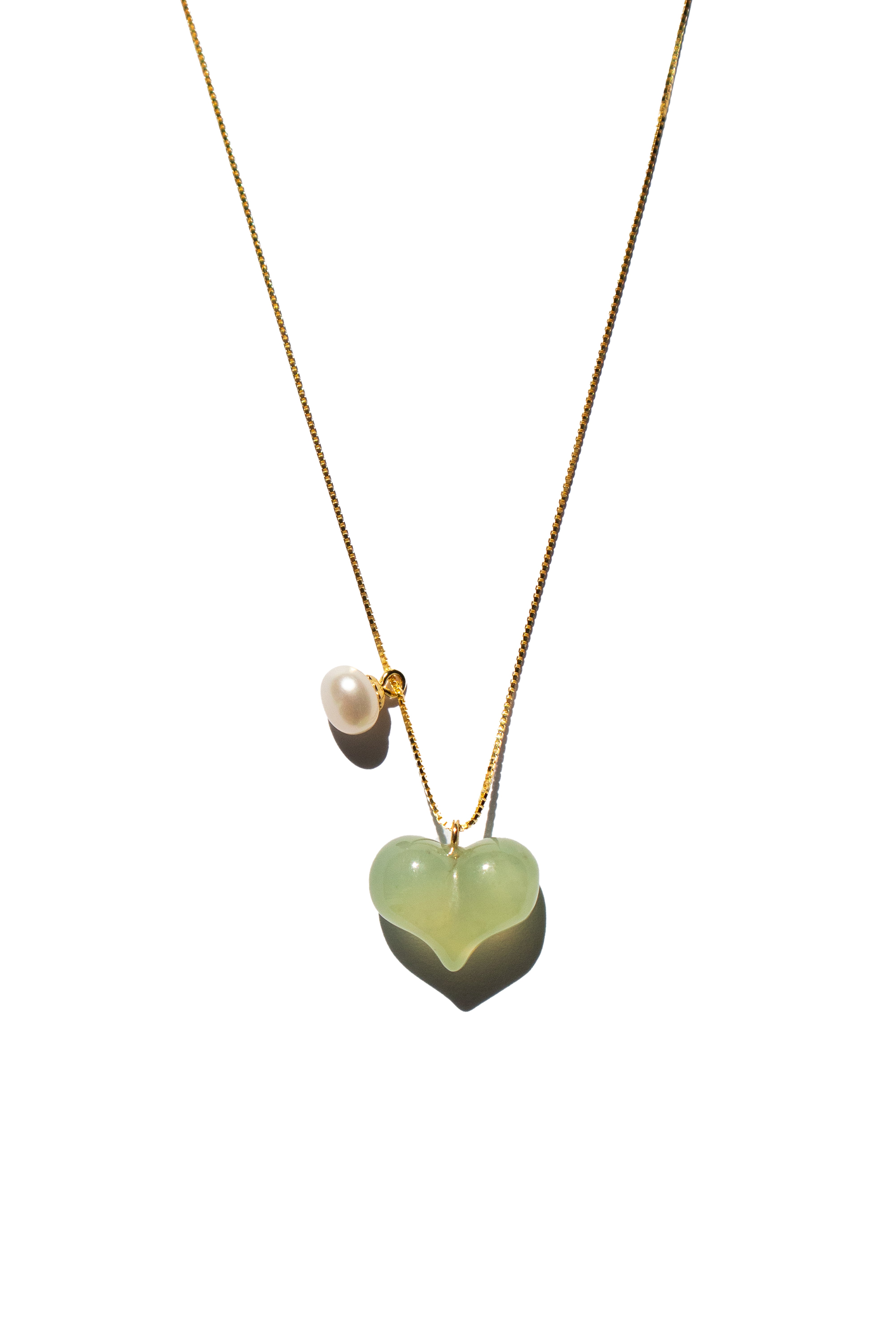 Seree Women's Puffed Heart Green Jade & Pearl Pendant Necklace In Green