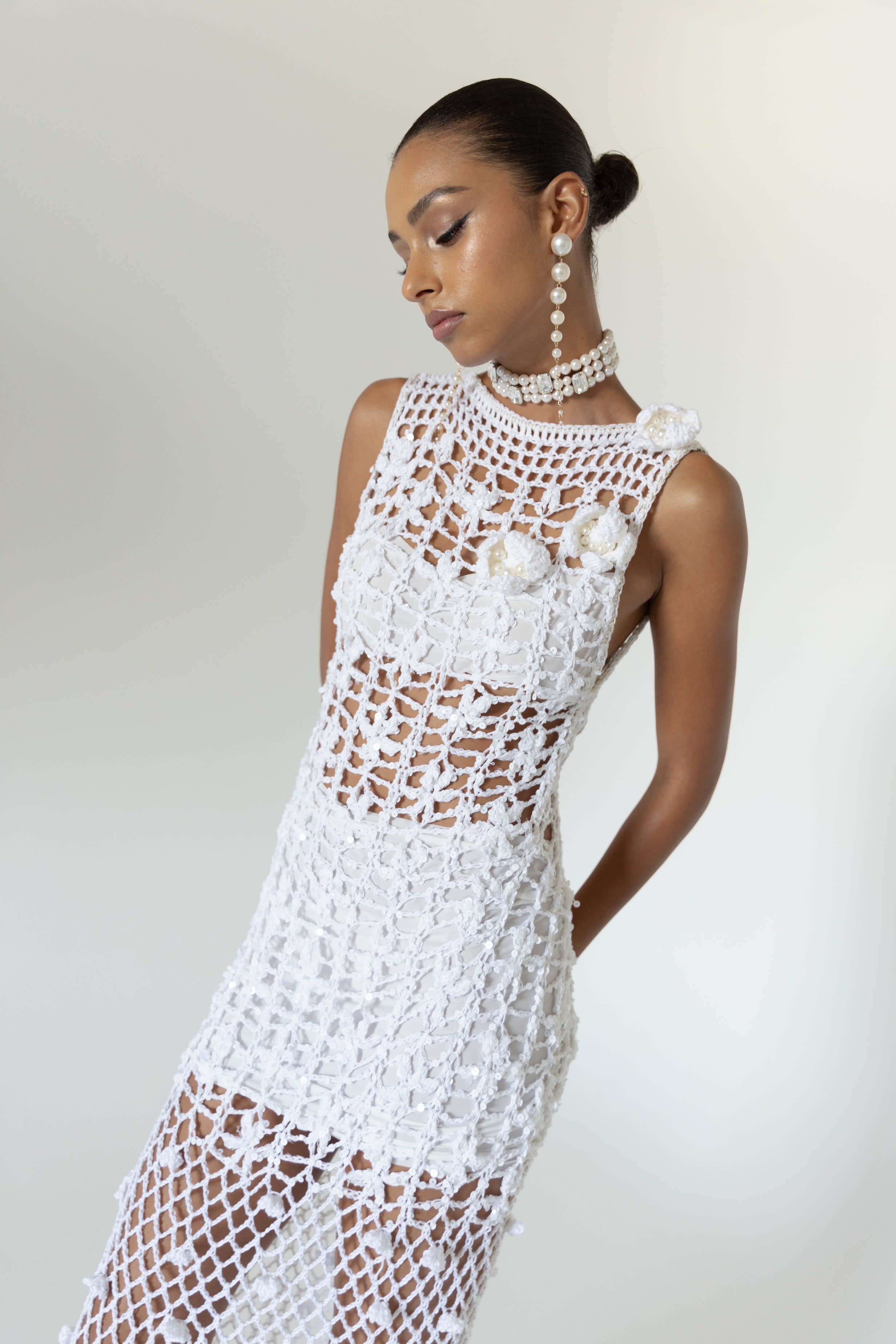 White Vanilla Handmade Maxi Crochet Dress | ANDREEVA | Wolf & Badger