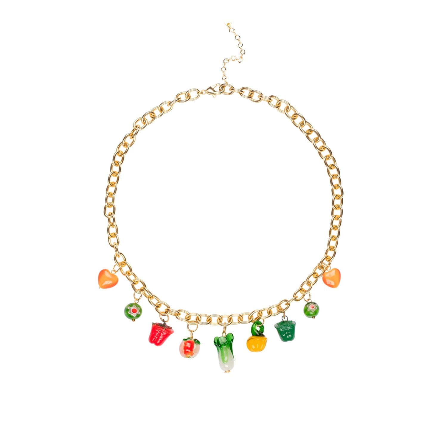 I'mmany London Women's Garden Produce Glass Vegetable Charm Golden Chain Necklace