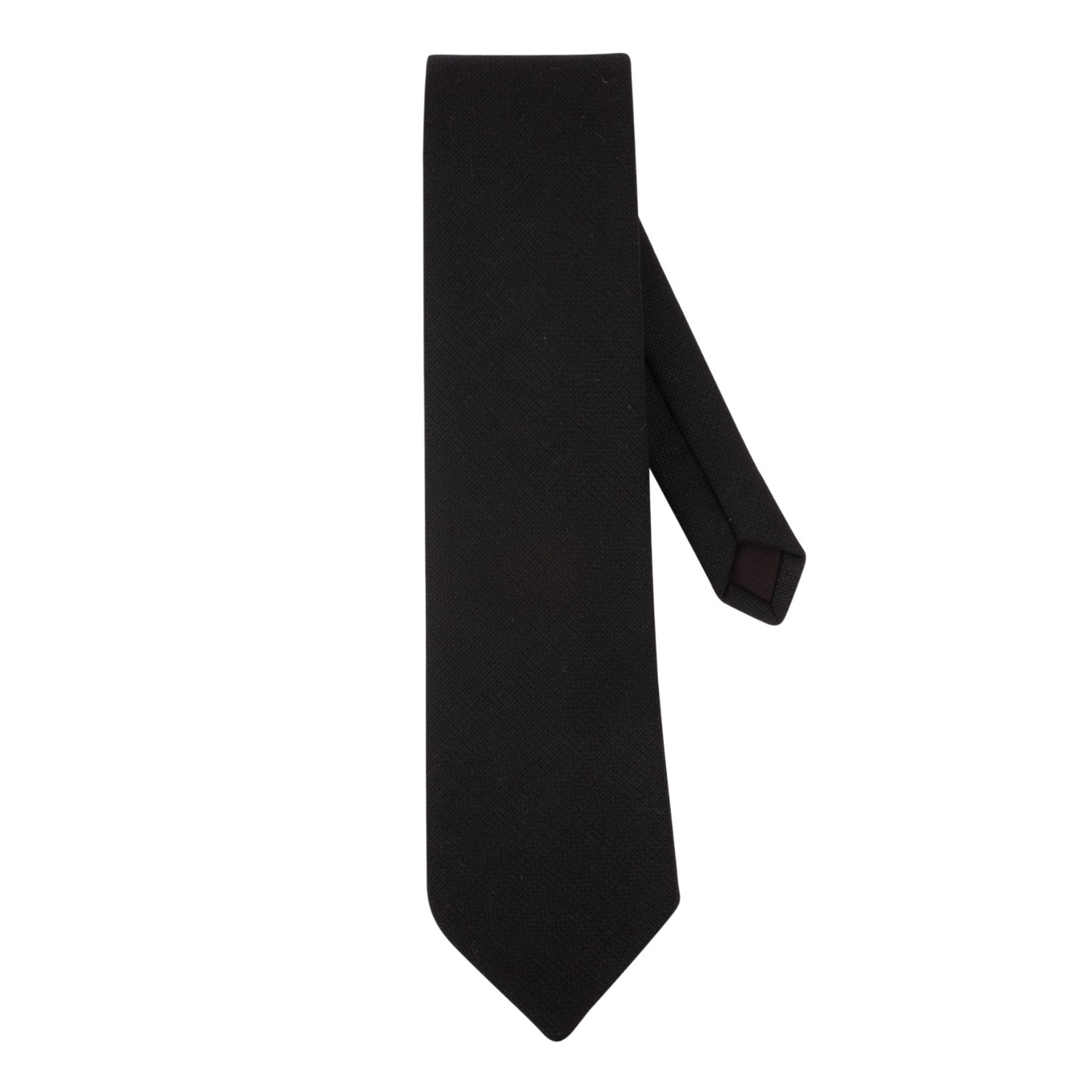 Le Colonel Men's Black Italian Wool Tie In Black
