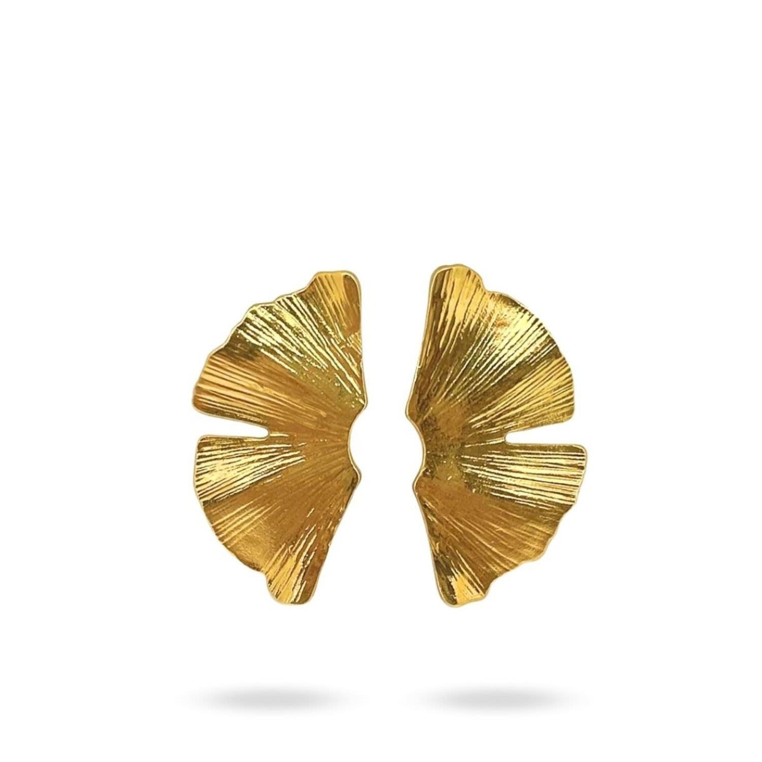 Linya Jewellery Women's Big Leaf Boho Gold Earrings In Gold