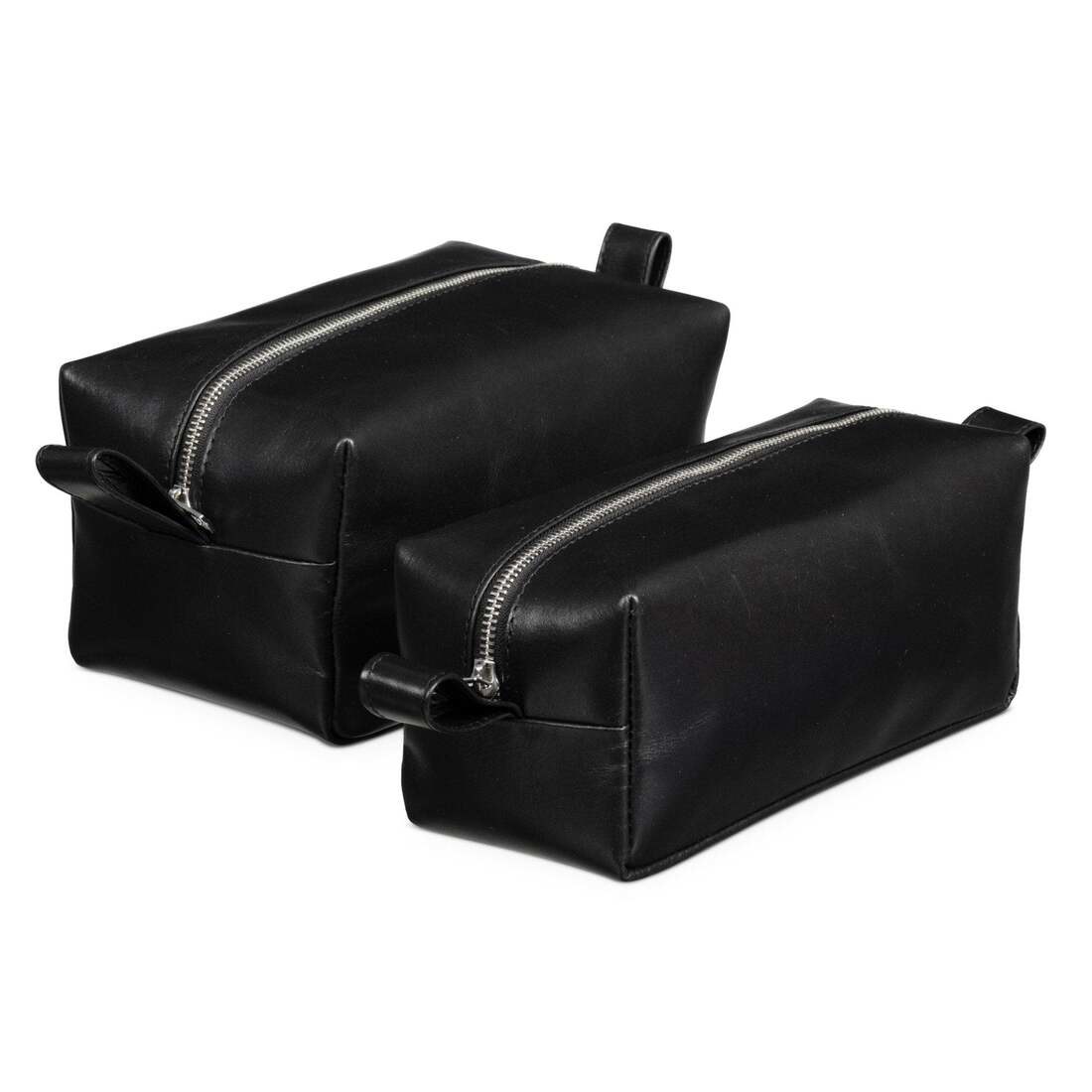 Hides Leather Co. Black Full-grain Leather Grooming Bag, Compact Travel Dopp Kit