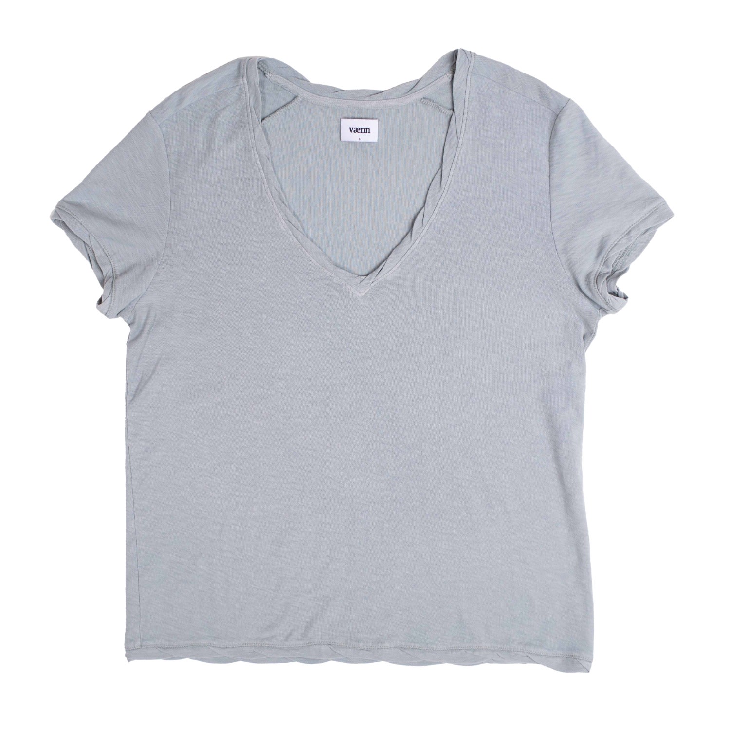 Vænn Women's Slub Deep V Tee City Grey In Grey