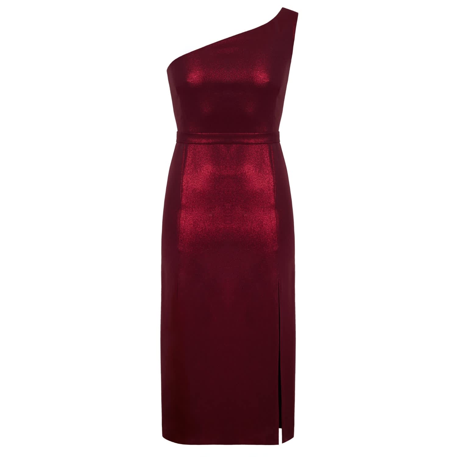 deep red midi dress