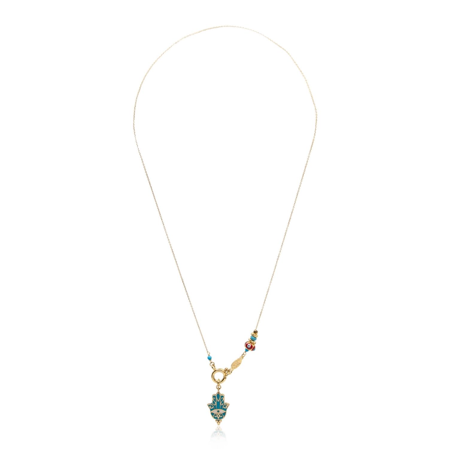 Atelier Petites Pierres Women's Gold / Rose Gold Divine - Azure - Hamsa Necklace