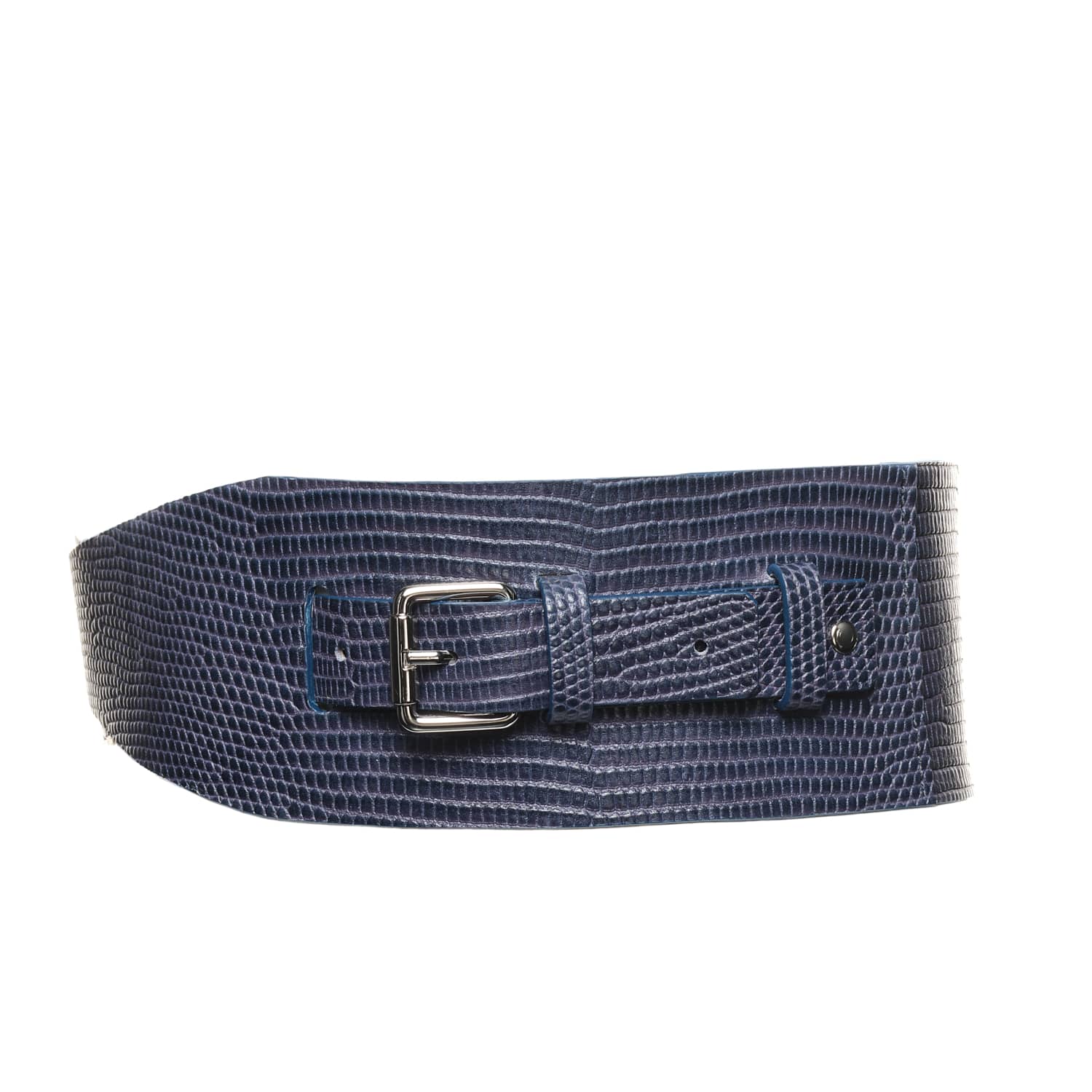 Leather Waist Belt Dakota Blue Gray Croc PLIK x HAYA Wolf