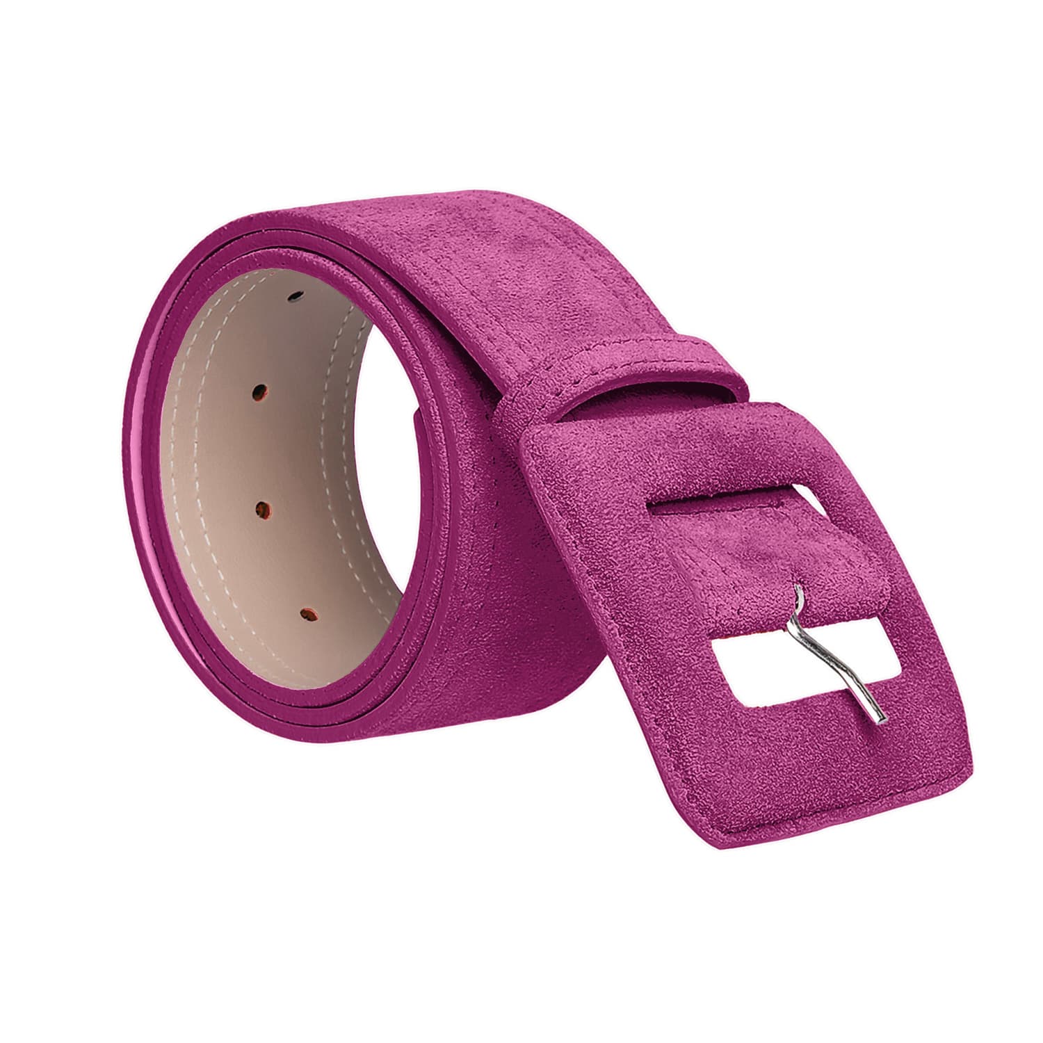 Suede Square Buckle Belt - Fuchsia | BeltBe | Wolf & Badger Suede Square Buckle Belt - Fuchsia | BeltBe | Wolf & Badger