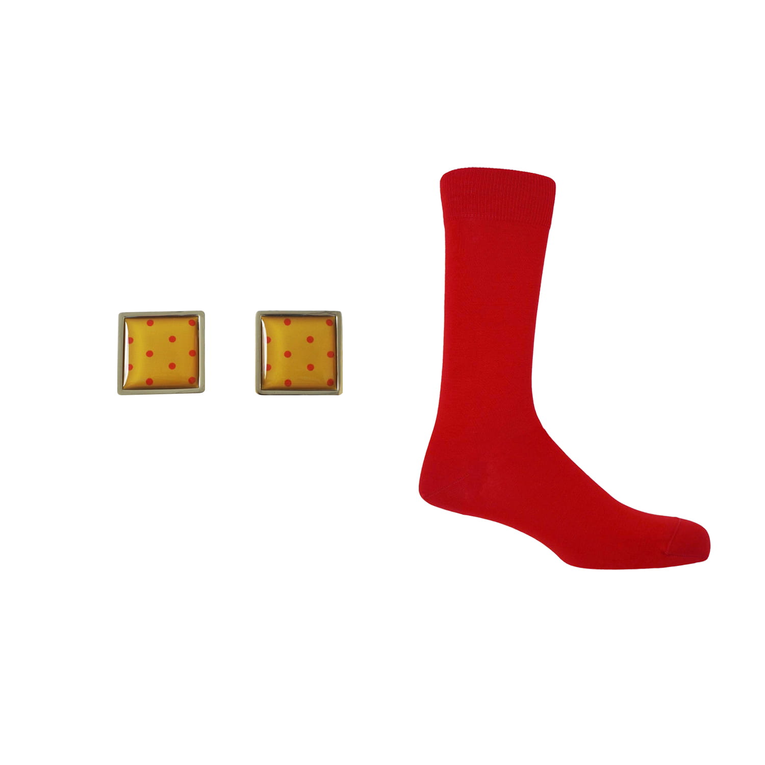 Men's Groom's Set - Classic Red Socks & Honey Cufflink | Peper Harow - Made in England