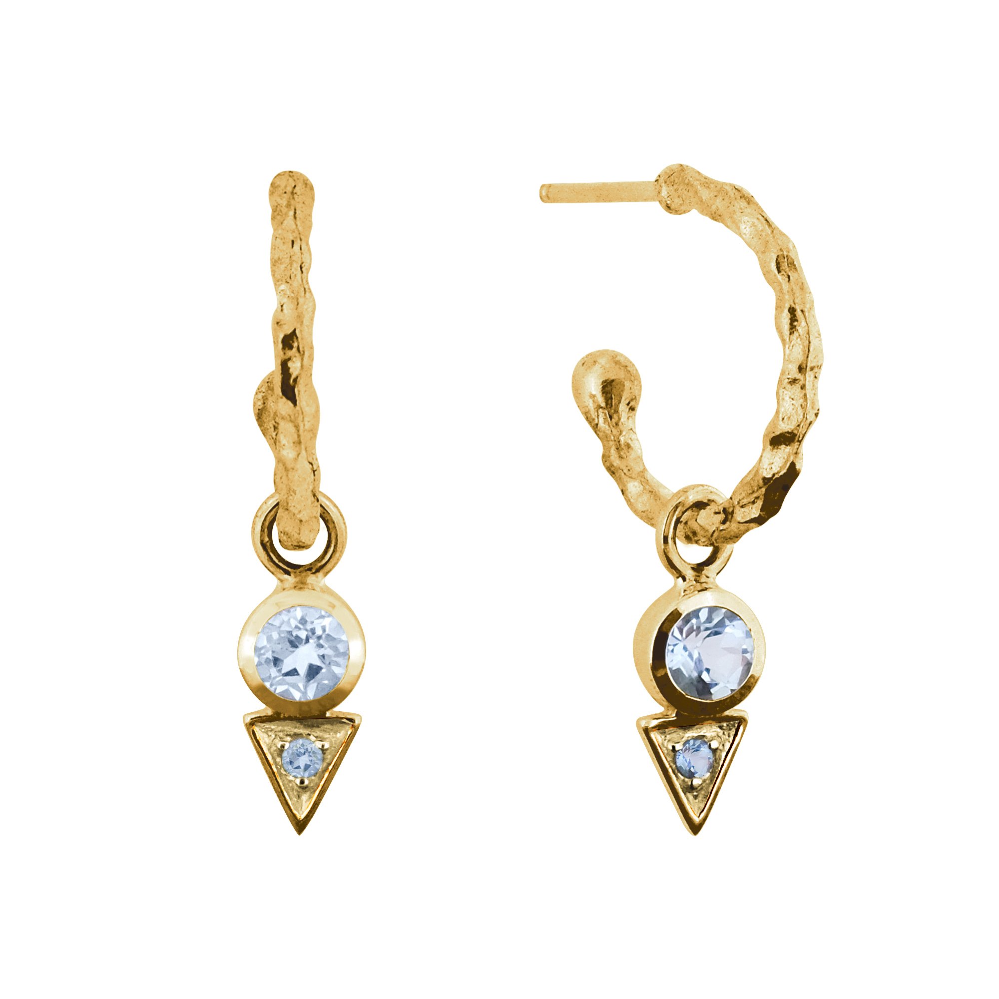 Women’s Trikona Peace Gold Vermeil Hoop Earrings - Blue Topaz Charlotte’s Web Jewellery