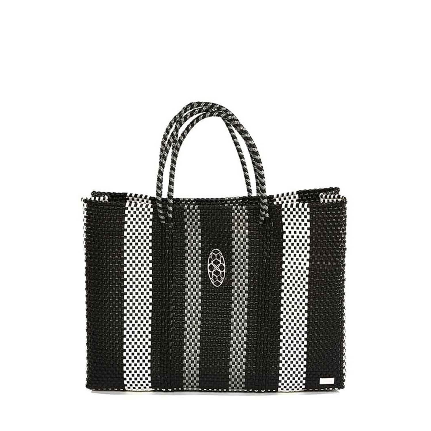 Lolas Bag White Gold Checkered Tote With Clutch