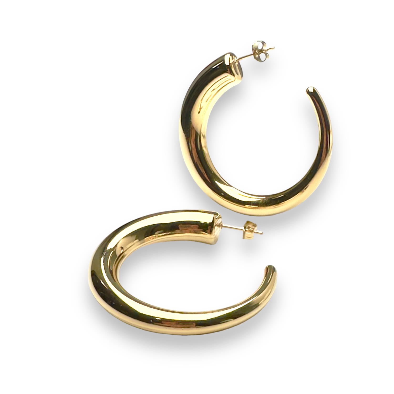 Women’s Fallon Mid Size Hoop Earrings In Yellow Gold Jagged Halo Jewelry