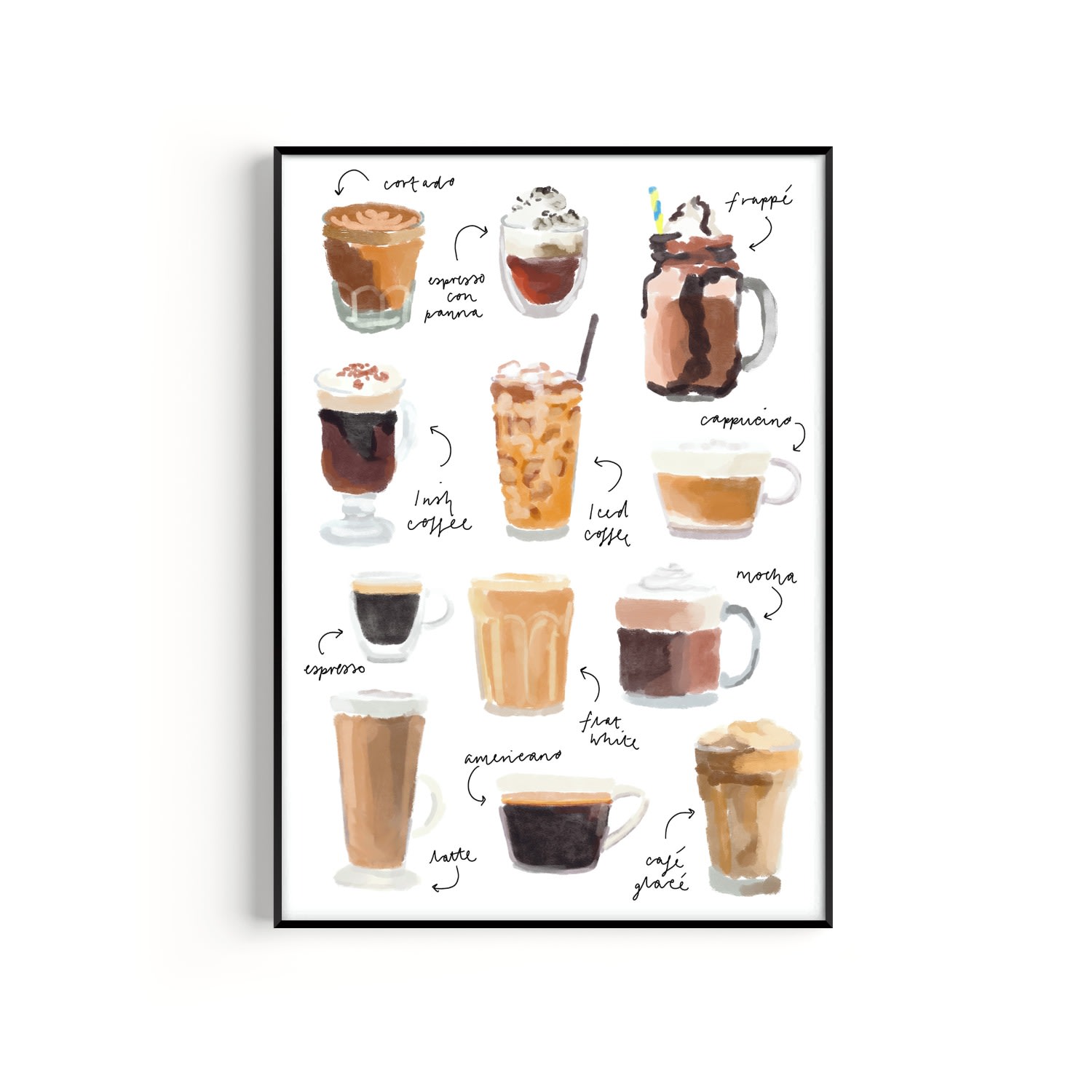 Neutrals Coffee Hand Painted Art Print - A2 Natalie Cass Art