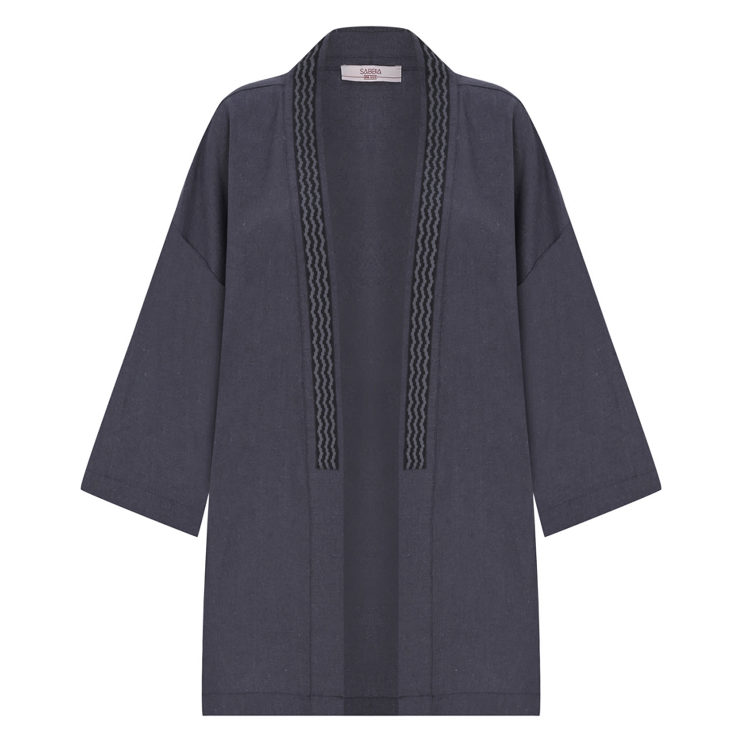 Men’s Luna Oversize Linen Kimono Robe - Dark Grey One Size Sabbia