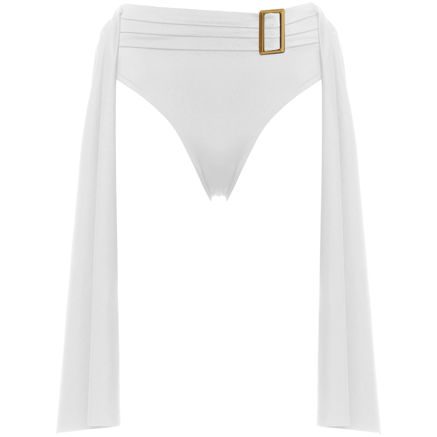 Antoninias Women's Amaze High Waisted Swimwear Bottom With Decorative Belt And Golden Buckle In White In Black