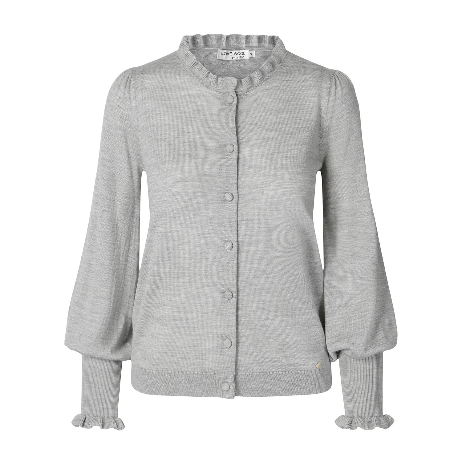 Tirillm Women's "marte" Feminin Cardigan With Ruffles Black - Grey In Grey