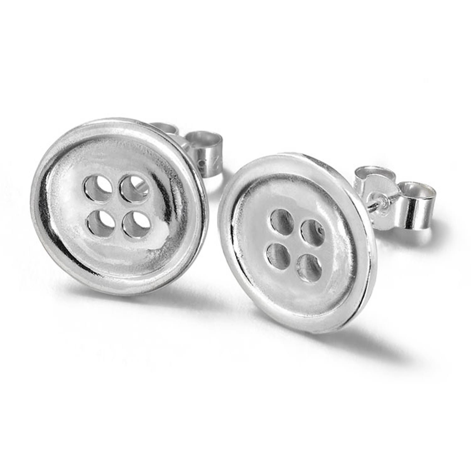 Women's Silver Large Button Studs | Lucy Quartermaine