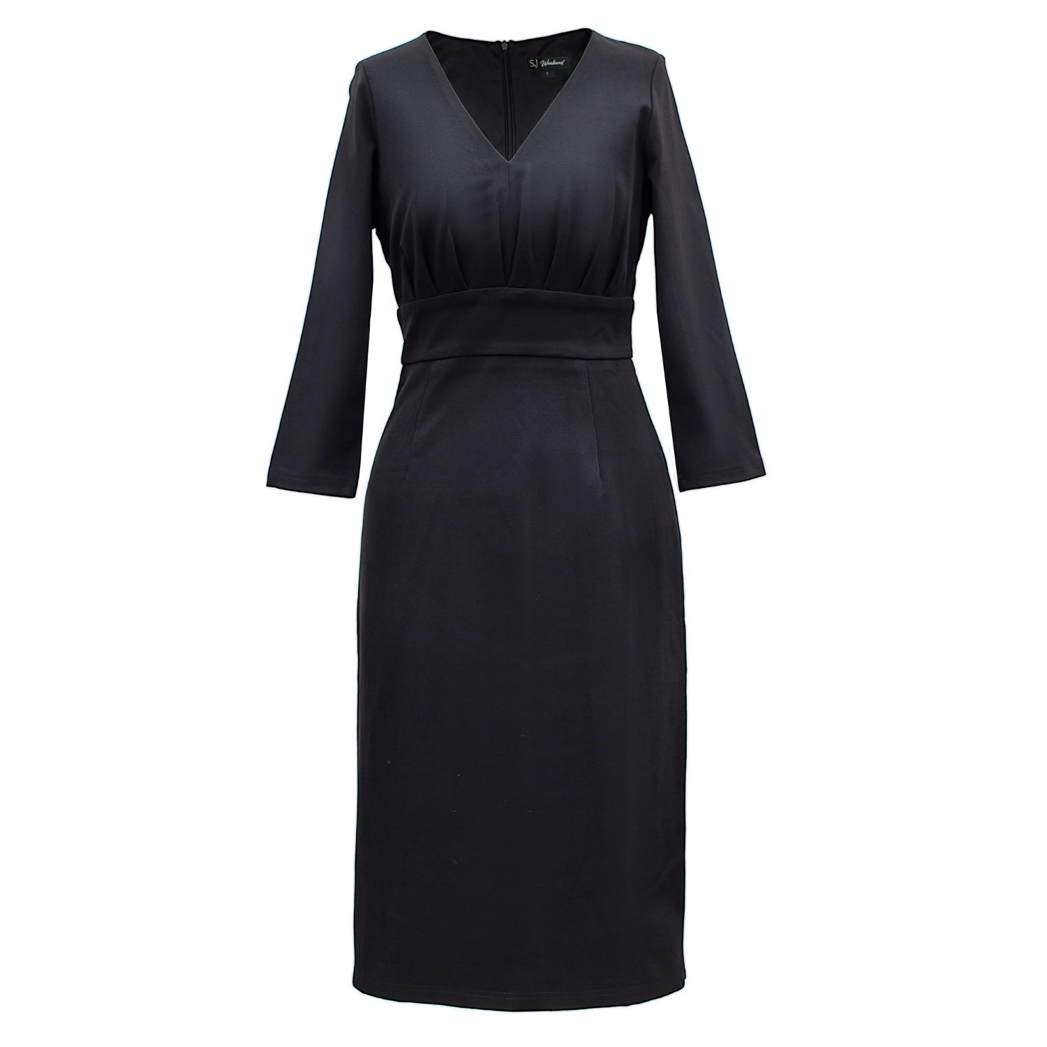 Smart And Joy Women's Adjusted V -neck Dress And Folds On Chest - Black In Black