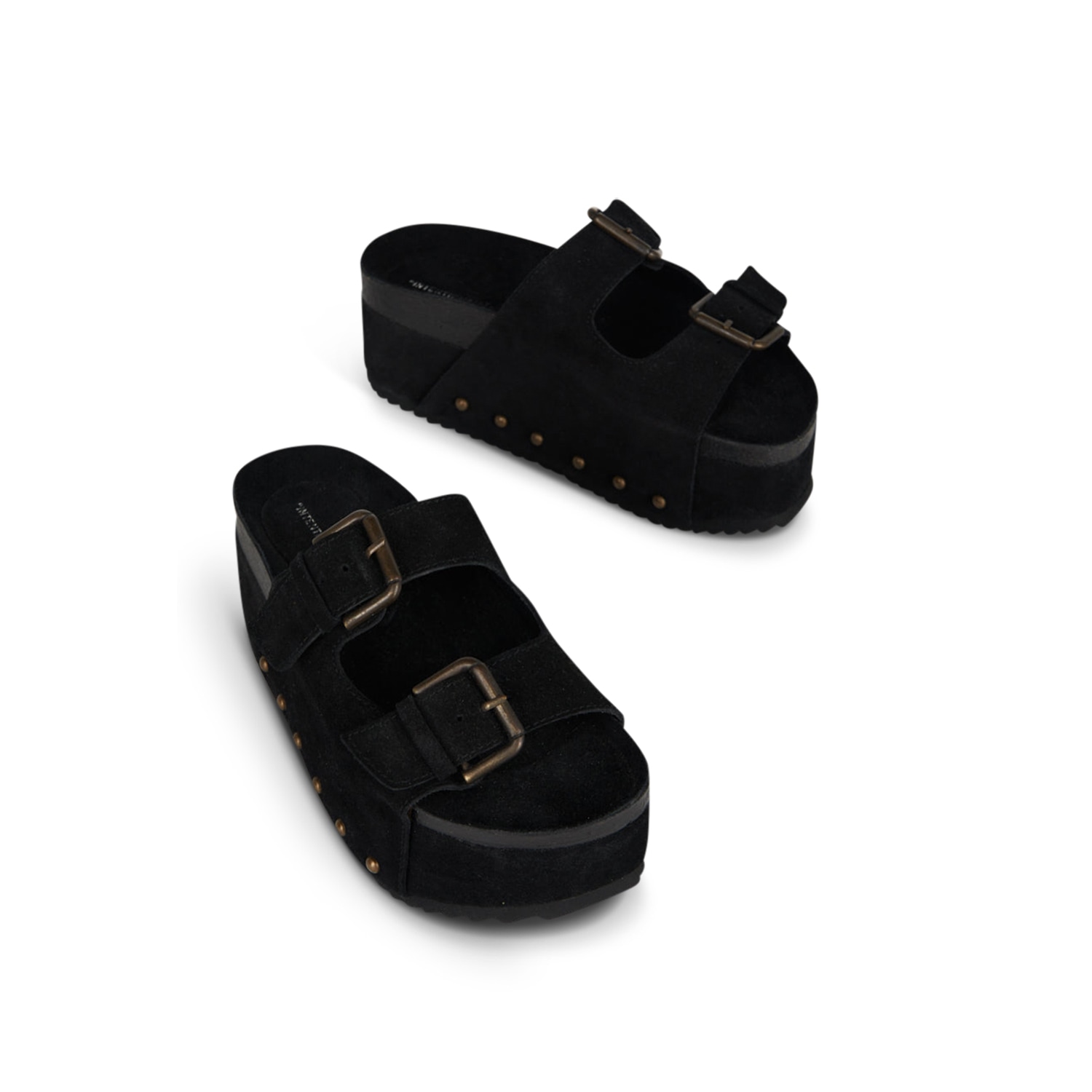 Intentionally Blank Women's Cooper-two Suede Platform Sandal-black In Black