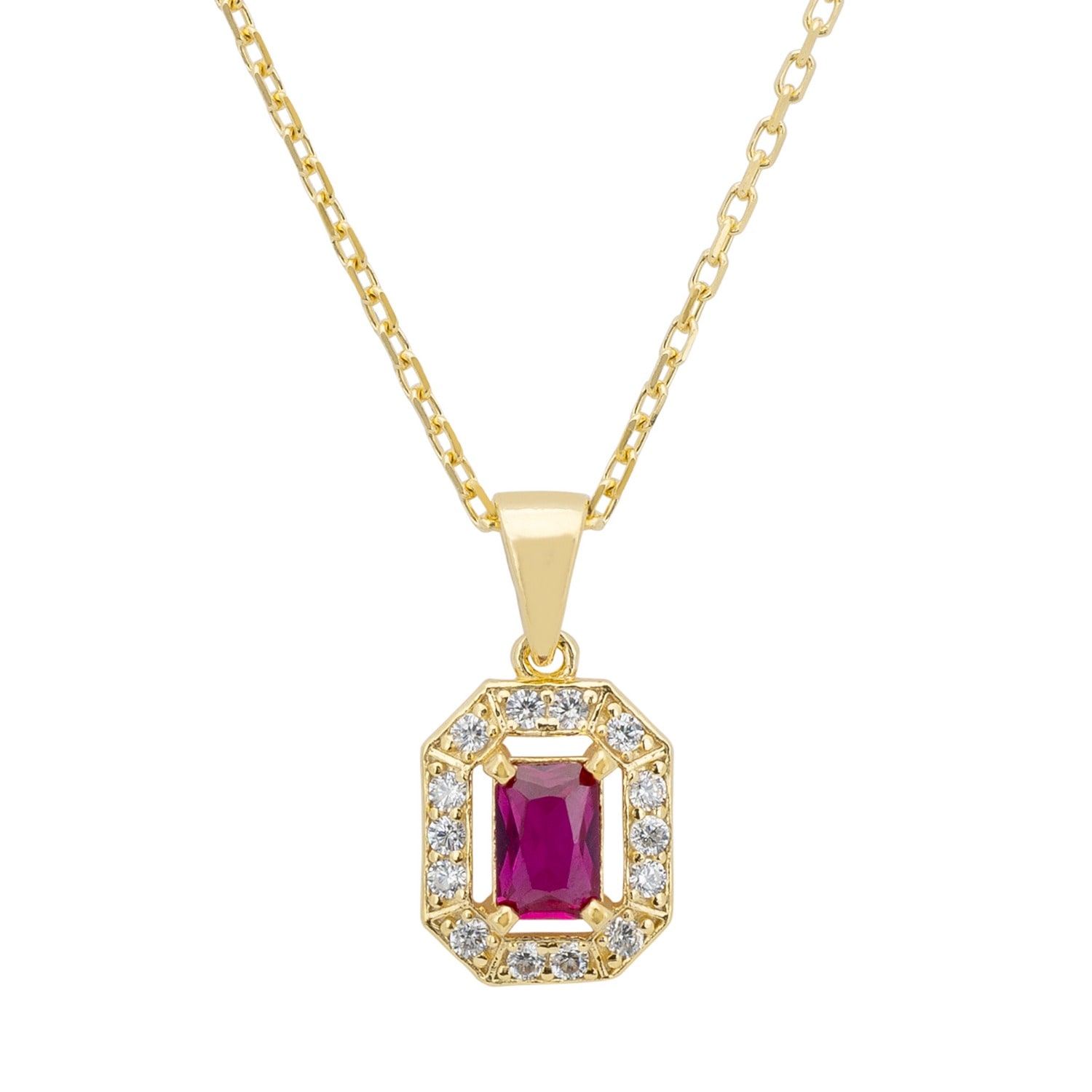 Latelita Women's White / Gold / Red Whistledown Gemstone Pendant Necklace Ruby Gold