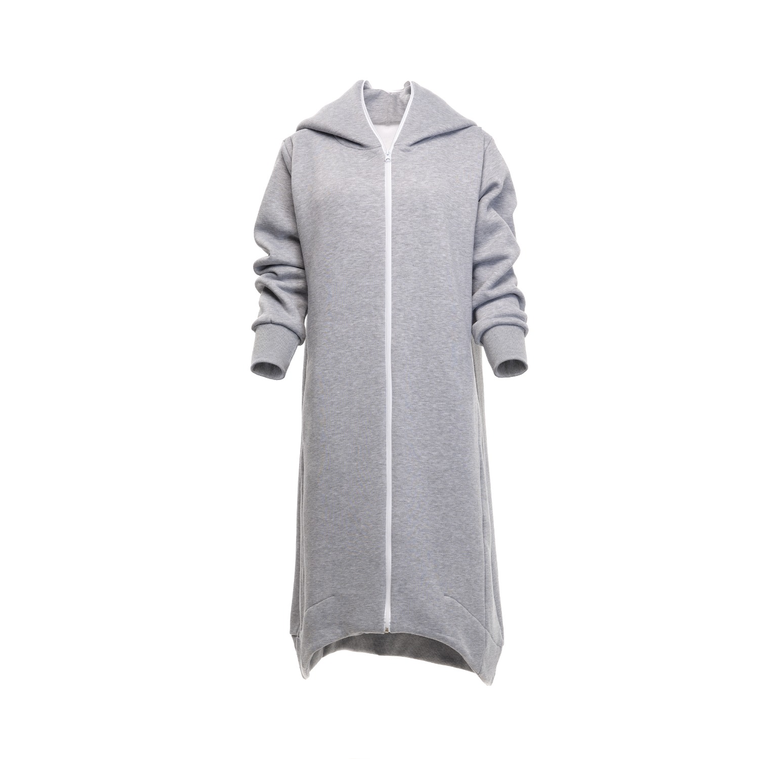 Grey Long Oversized Asymmetrical Casual Hoodie Sweatshirt