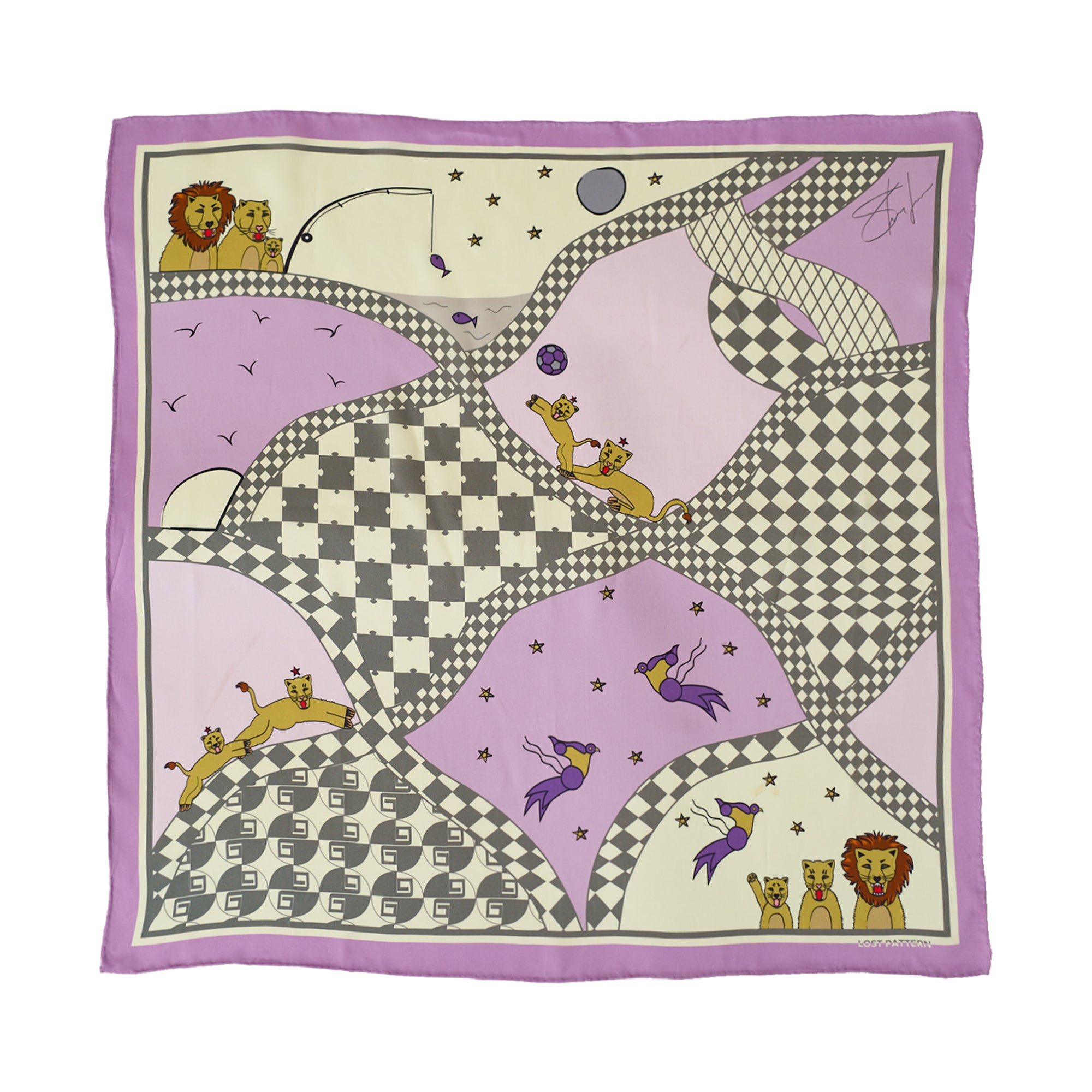 Women’s Pink / Purple "Journey" Silk Scarf By Shantall Lacayo - Lavender Pink Lost Pattern Nyc