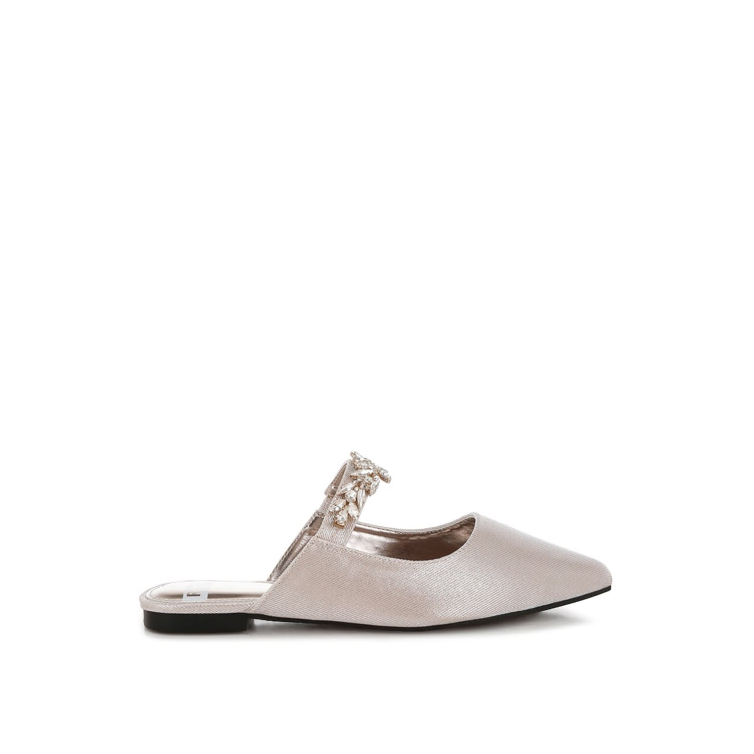 Rag & Co Women's Neutrals Magnum Diamante Strap Glitter Mules In Beige By  In Nude