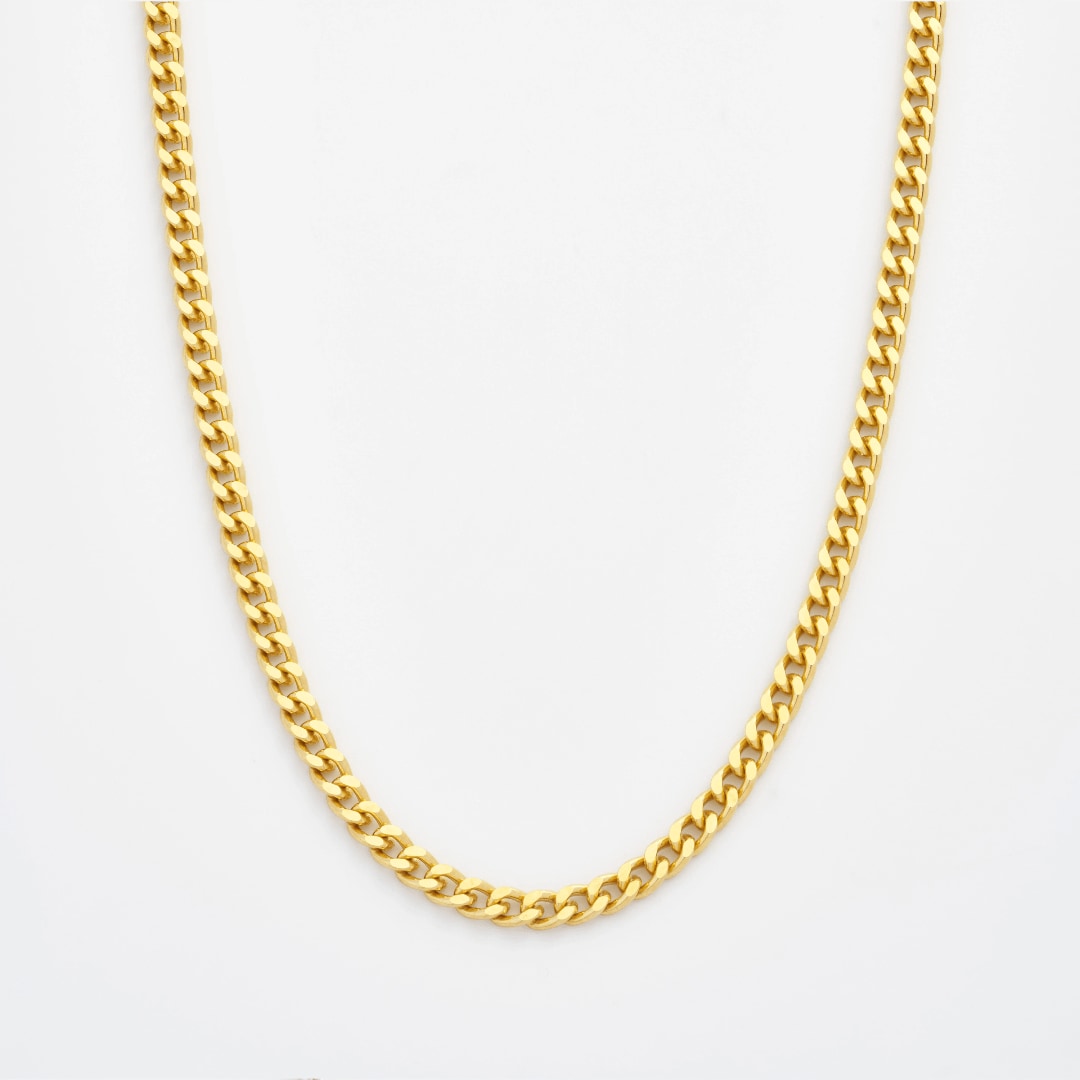7879 Women's Gold Diamond Cut Curb Chain Necklace