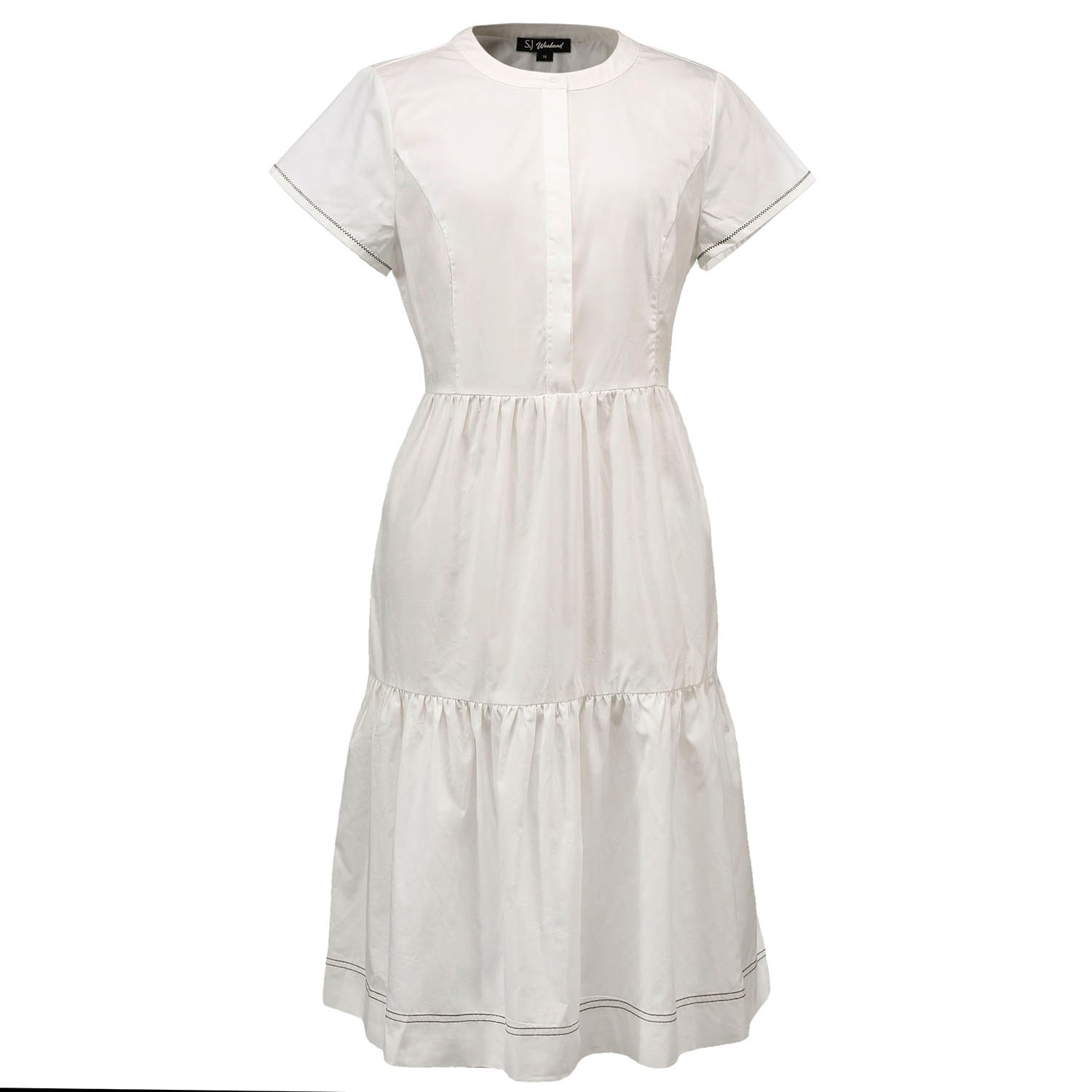 Smart And Joy Women's Fit-and-fare Cotton Shirt-dress -white In White