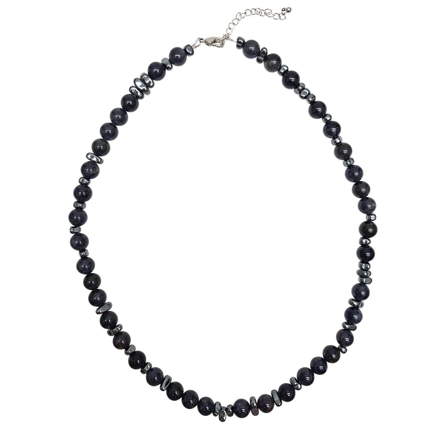Farra Black Obsidian With Hematite Men's Necklace