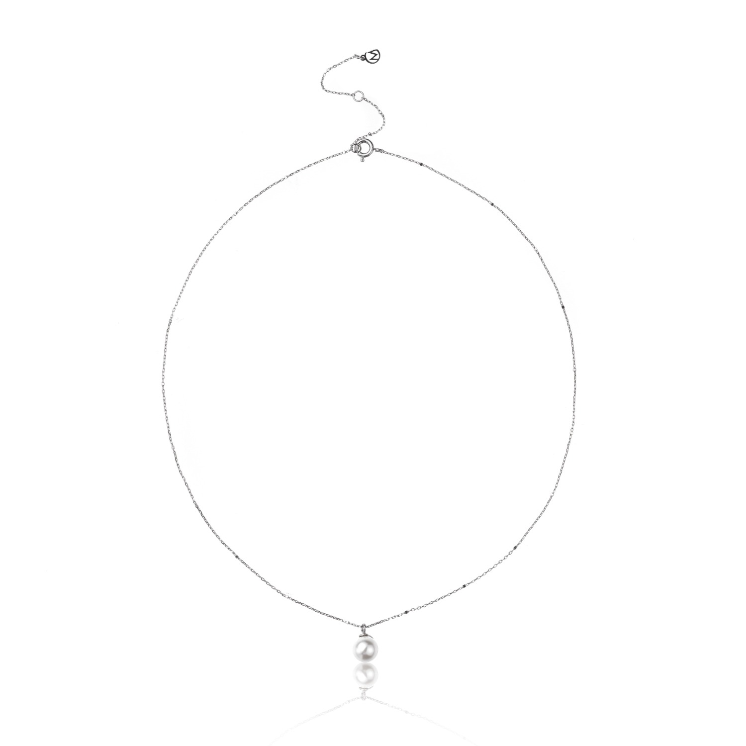 Women’s Silver Single Pearl Chain Necklace Miss Cecilia