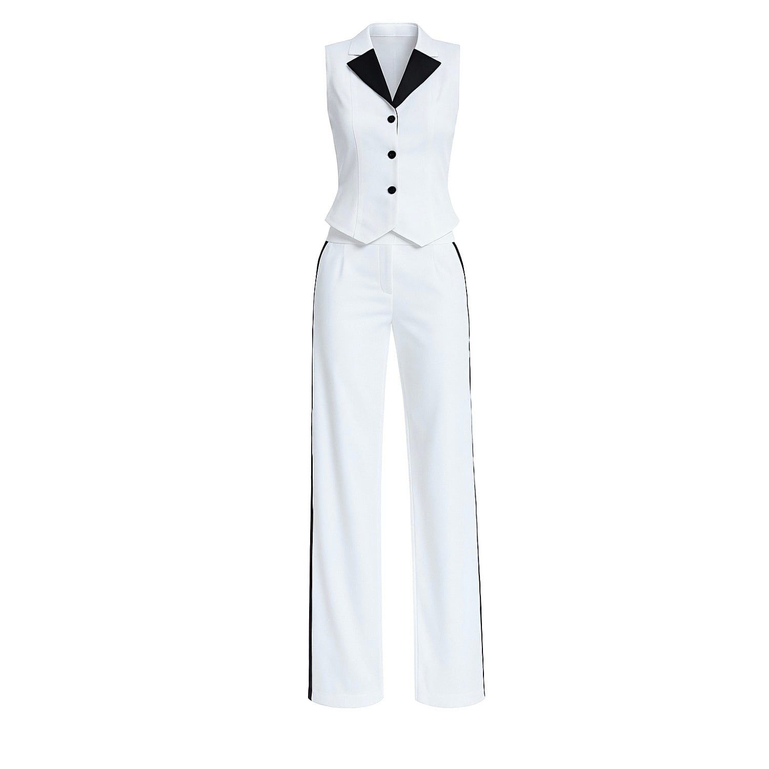 Iellele White Bamboo-blend Tailored Vest & Trousers Set In White