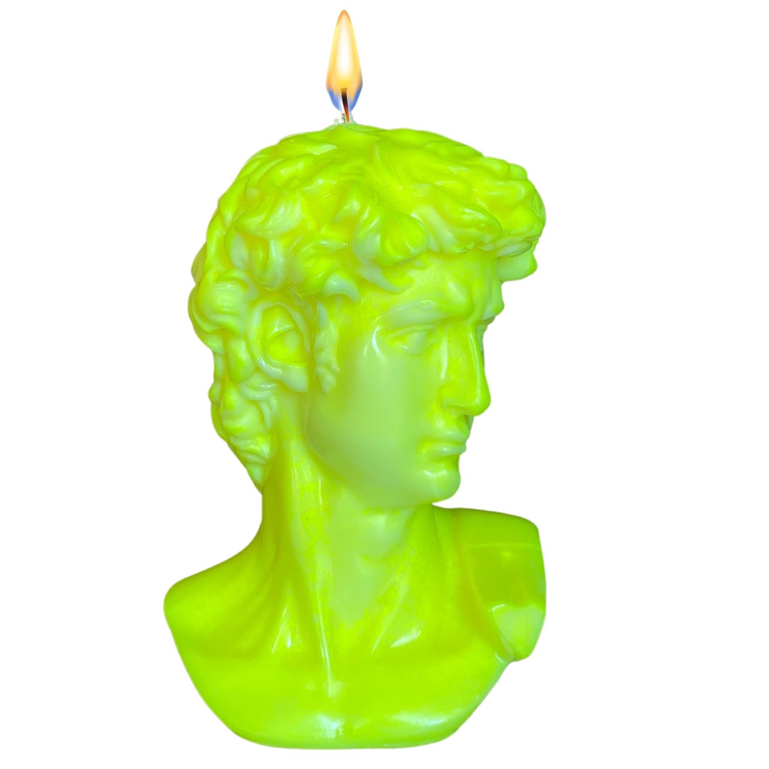 Yellow / Orange David Bust Candle - Neon Yellow Neos Candlestudio